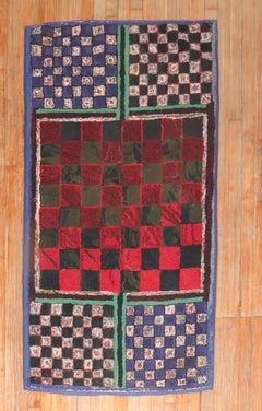 American Hooked Checkerboard Chess Rug