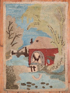 American Hooked Pictorial Rug