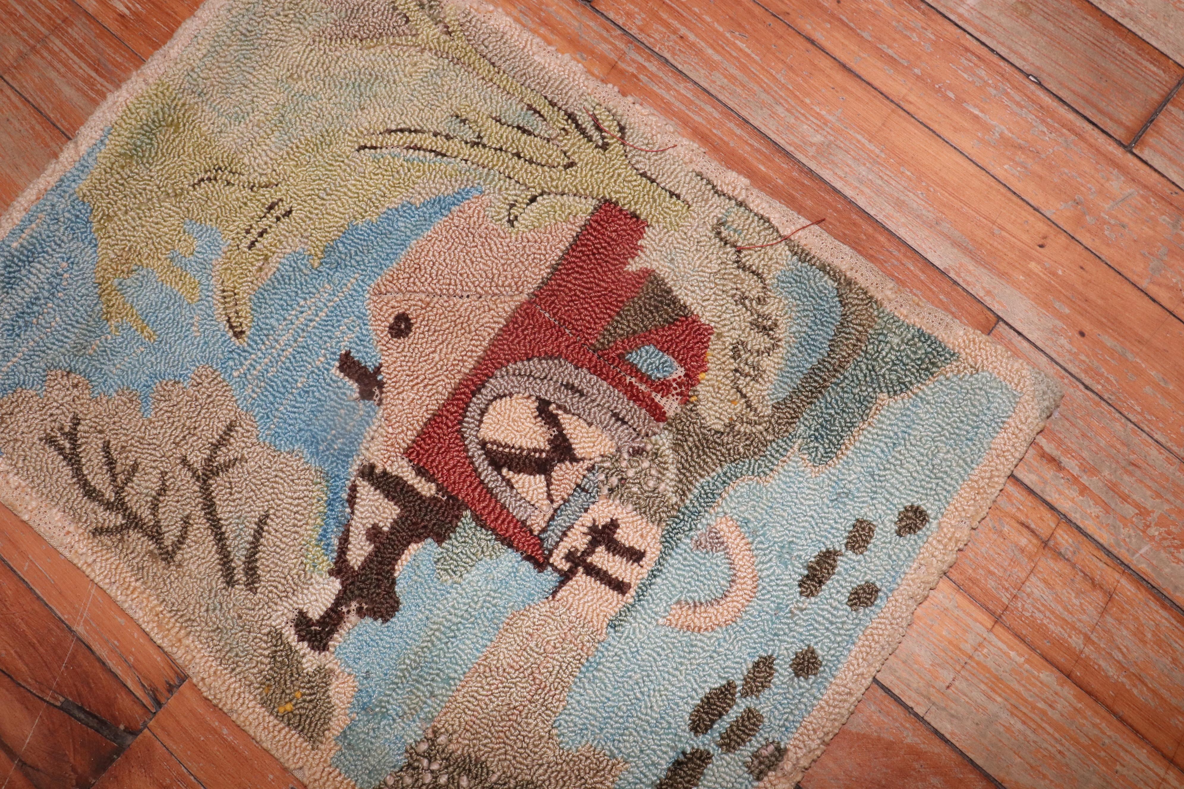 American Hooked Pictorial Rug In Good Condition For Sale In New York, NY
