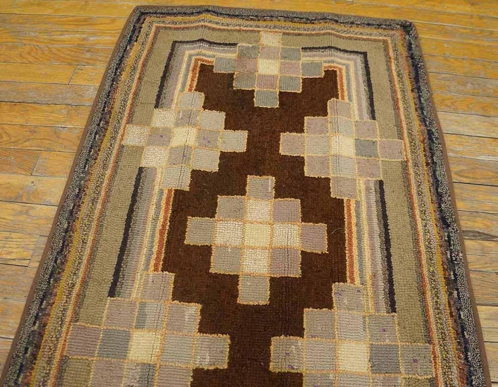Early 20th Century Antique American Hooked Rug 2' 3'' x 3' 10'' For Sale