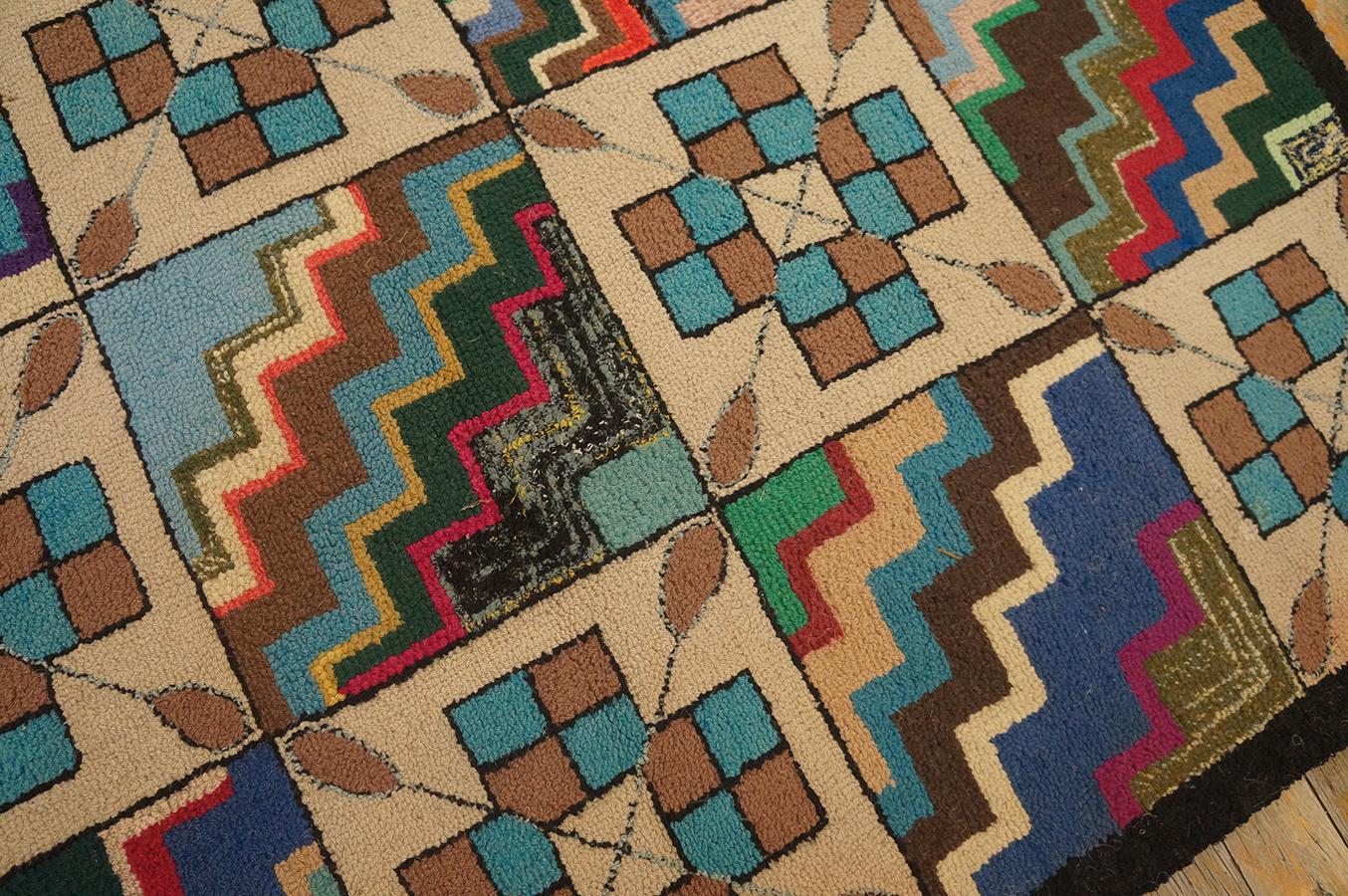  Antique American Hooked Rug 2'3