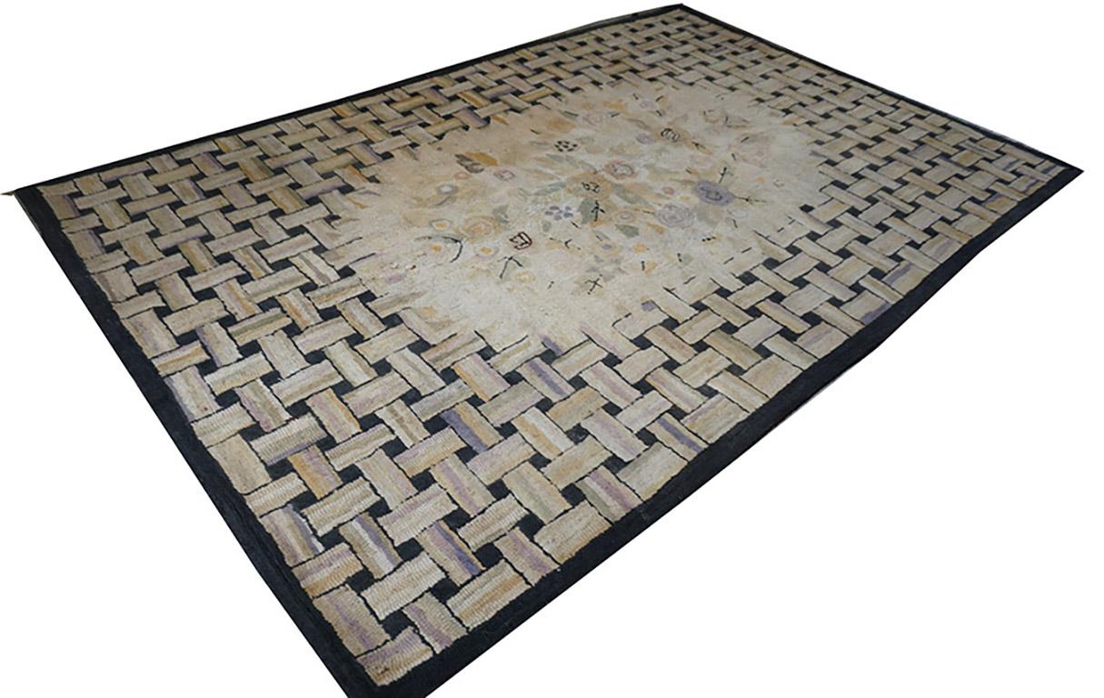Amerikanischer Hakenteppich 	6' x 9' (Handgewebt) im Angebot