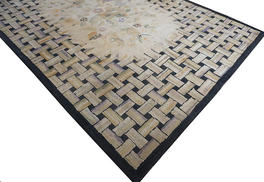 Amerikanischer Hakenteppich 	6' x 9' (Wolle) im Angebot