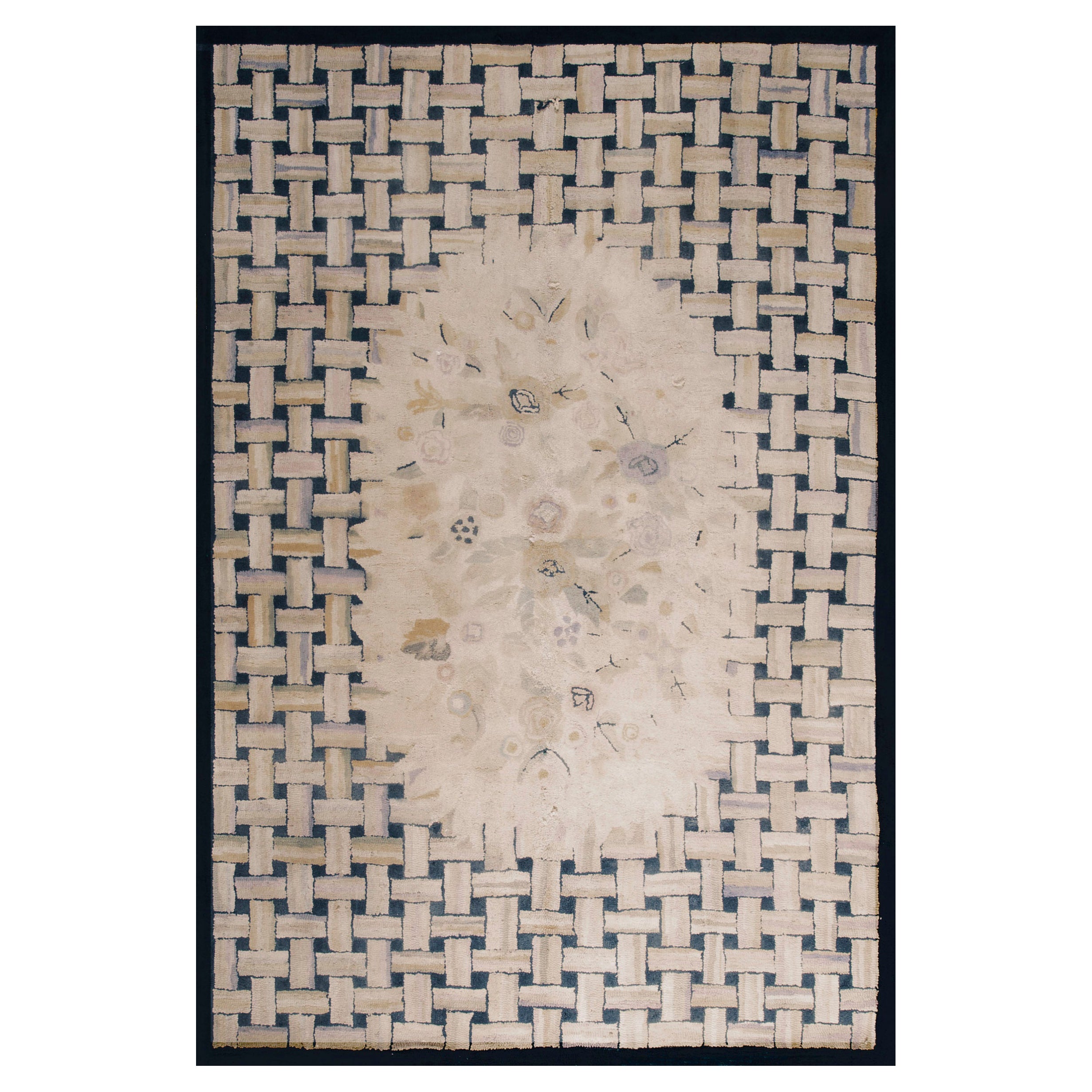 Amerikanischer Hakenteppich 	6' x 9' im Angebot