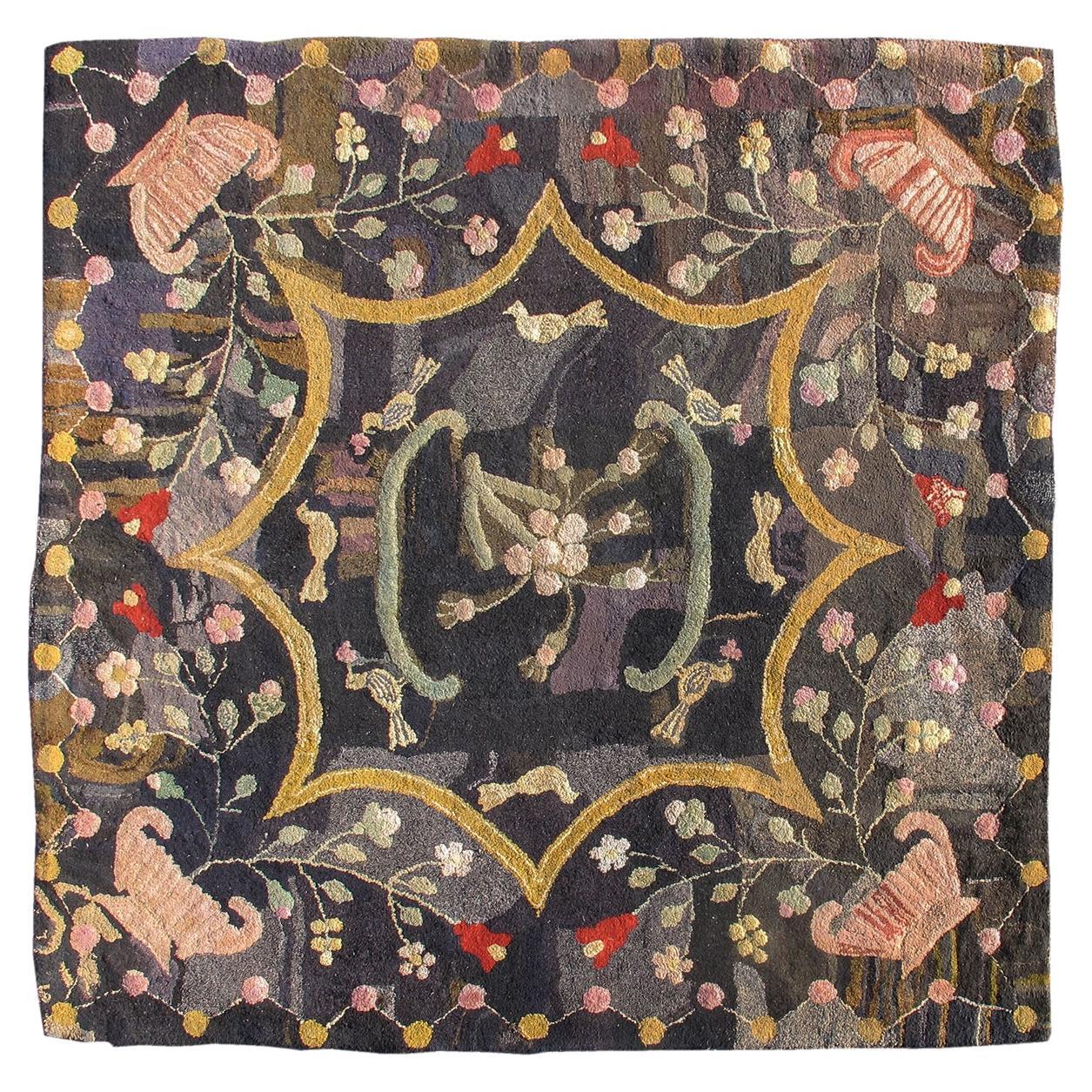 American Hooked Rug, c. 1900 For Sale