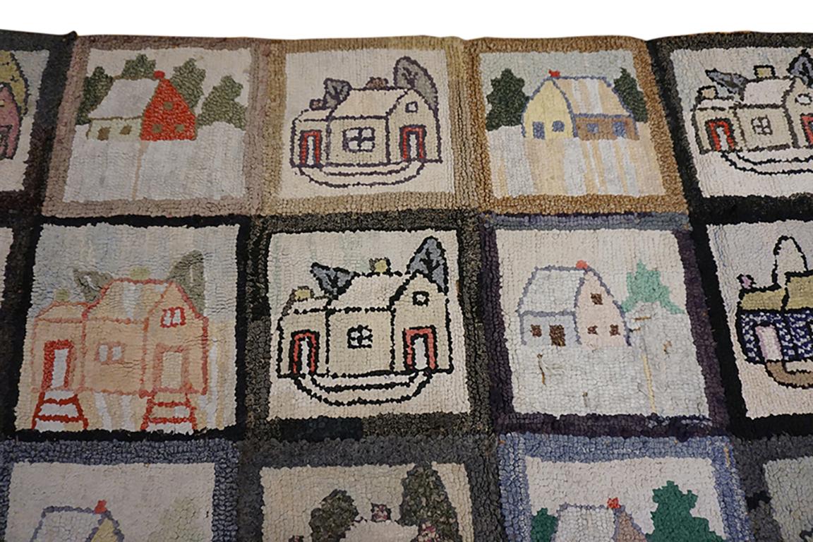 Hand-Woven American Hooked Rug For Sale