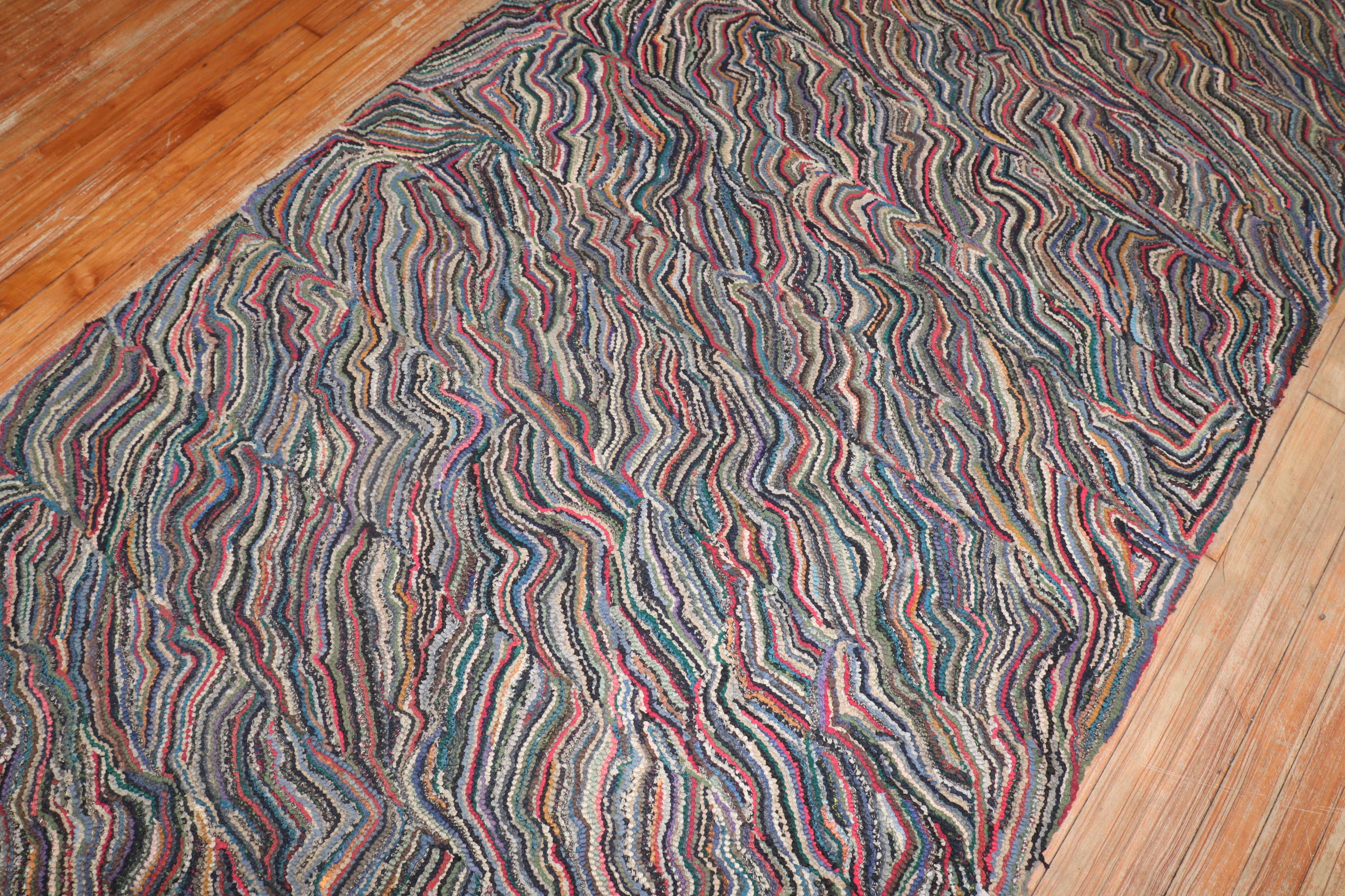 Mid-Century Modern American Hooked Rug For Sale