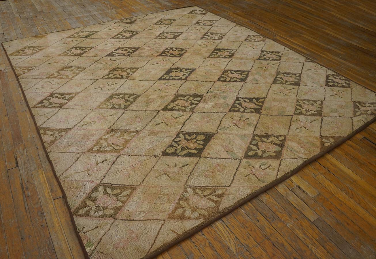 American Hooked rug. Measures: 7' 8''x 8' 10''.