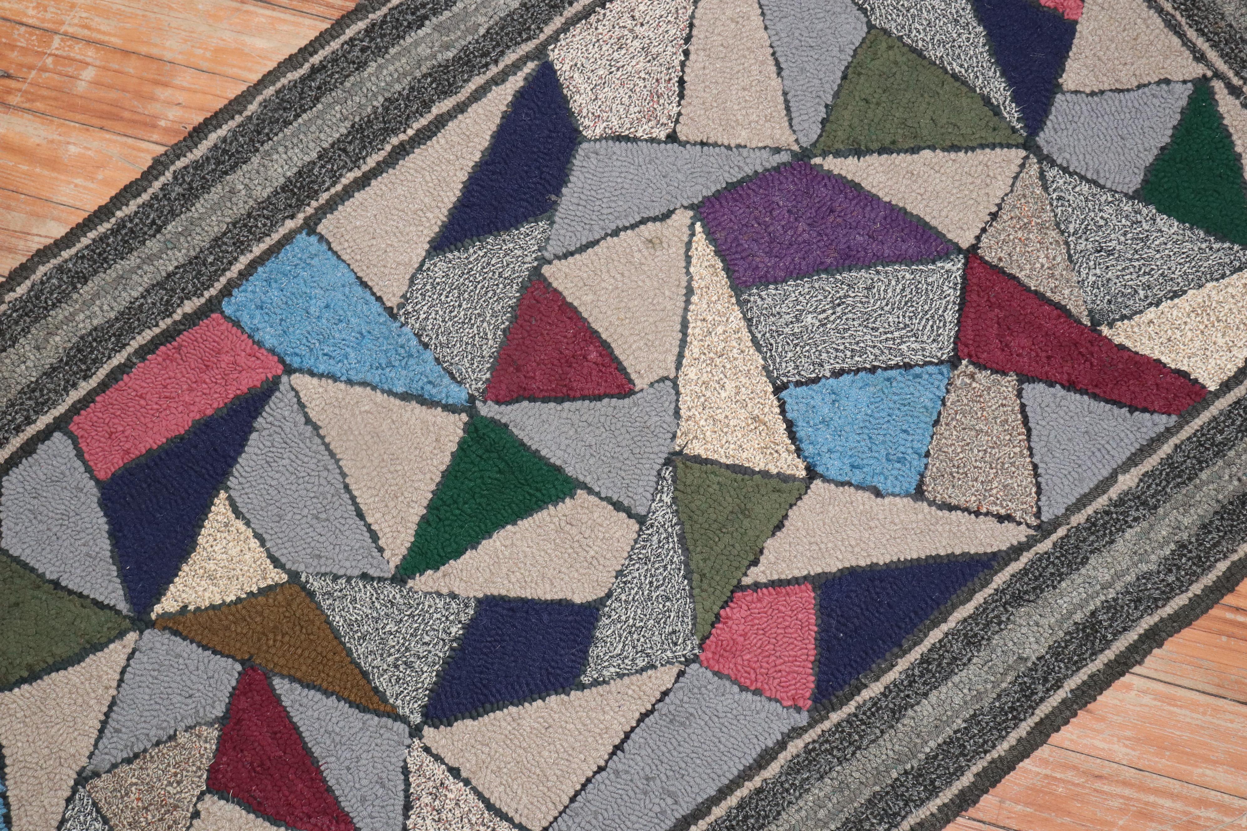 American Stained Glass Hooked Throw Rug For Sale 3