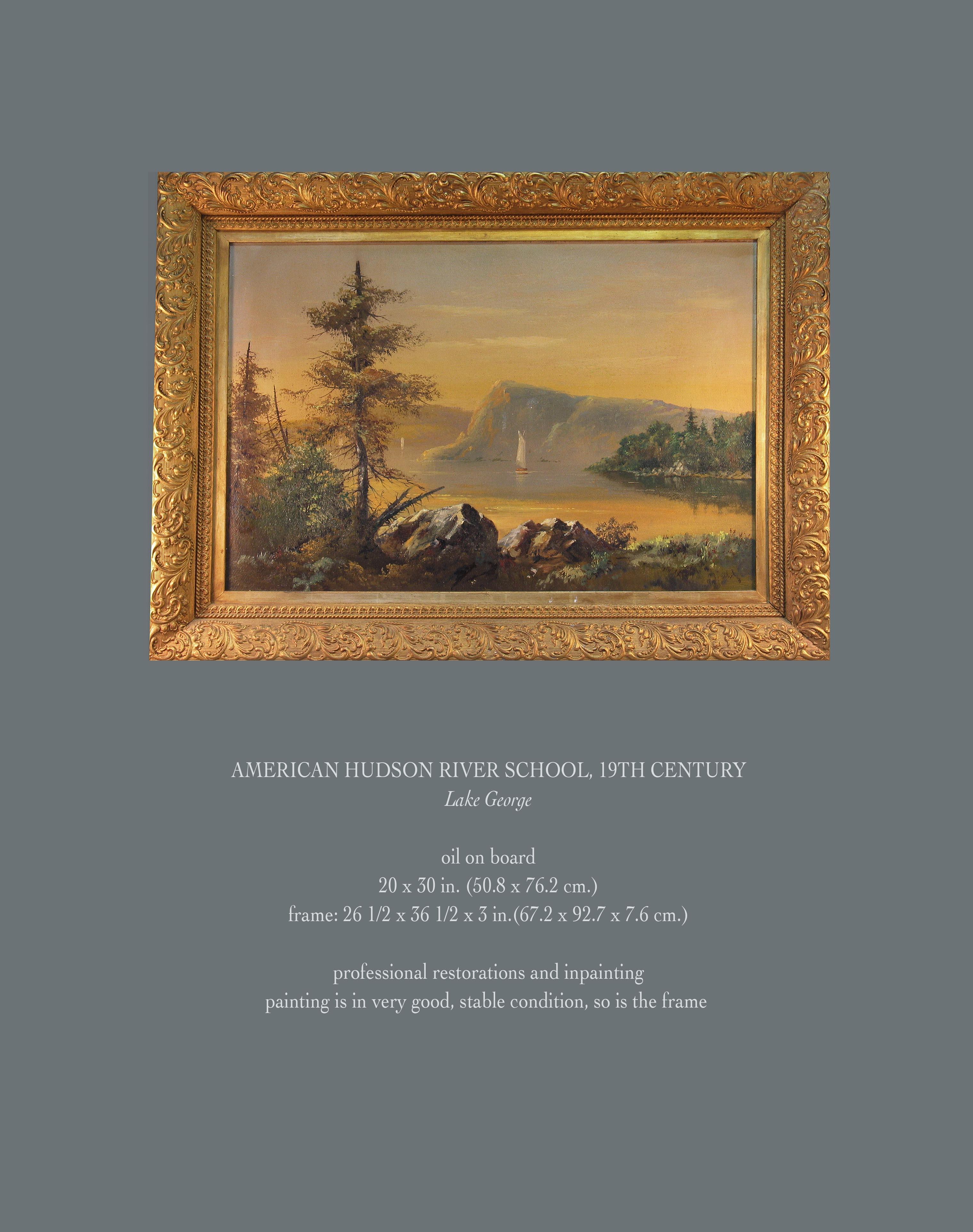 American Hudson River School Lake George Painting, 19th Century For Sale 2