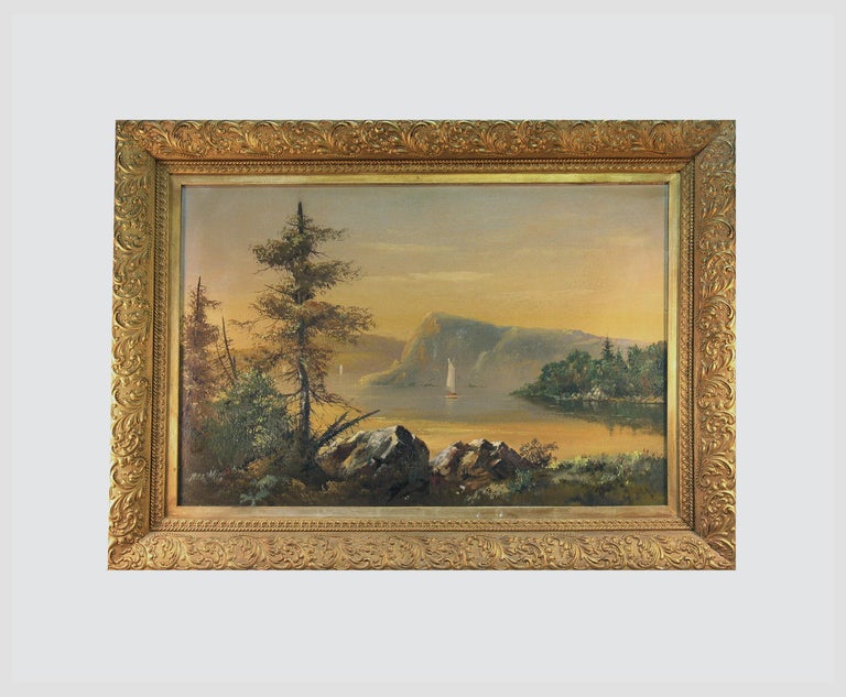 American Hudson River School Lake George Painting, 19th Century For Sale 6