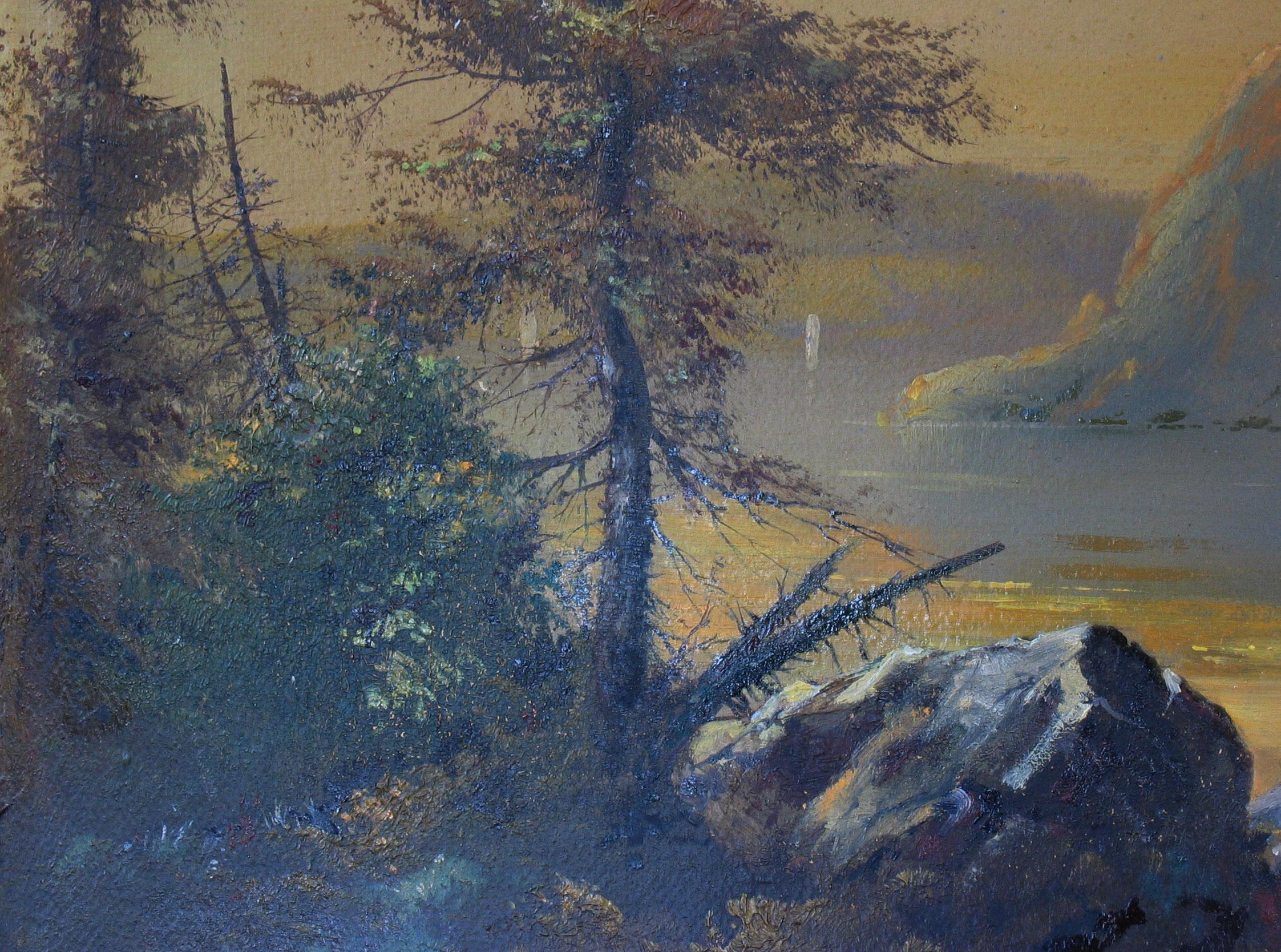 Classique américain Peinture du lac George, école américaine de la rivière Hudson, 19e siècle en vente