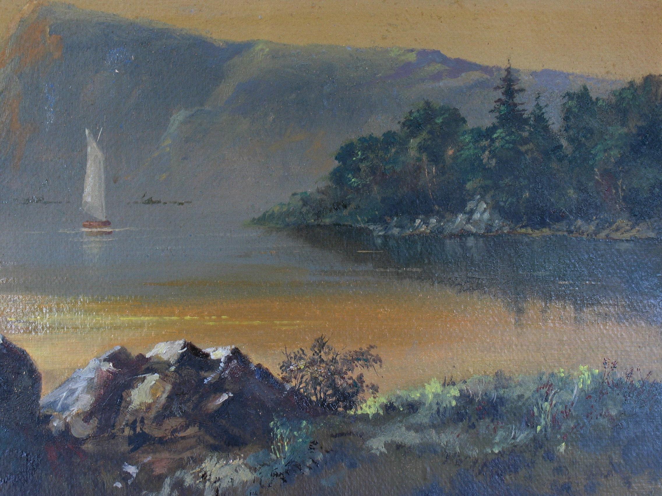 Américain Peinture du lac George, école américaine de la rivière Hudson, 19e siècle en vente
