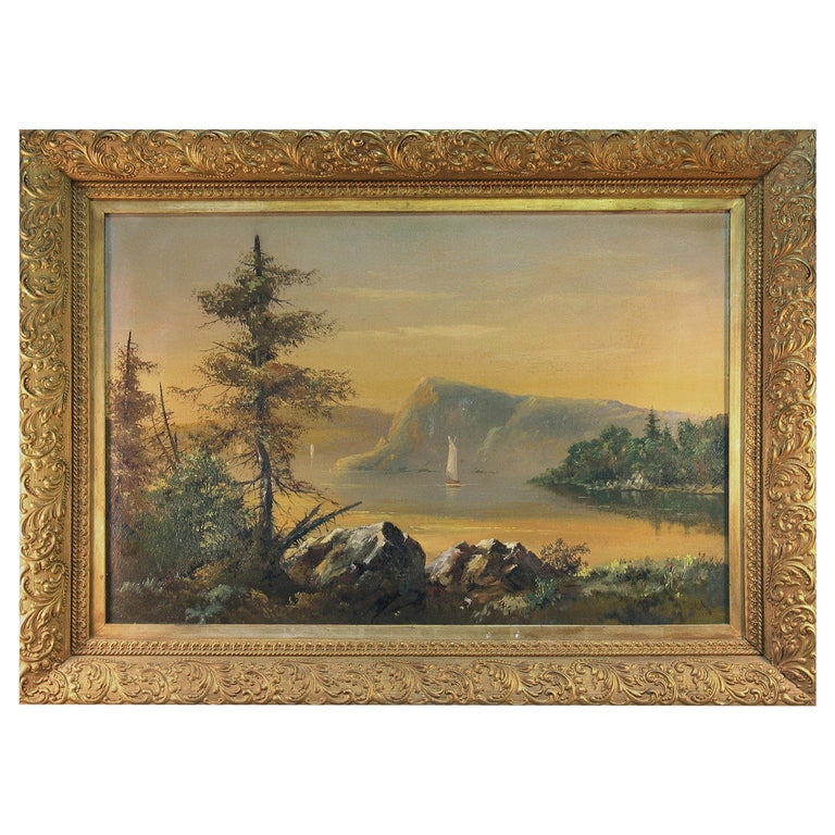 American Hudson River School Lake George Painting, 19th Century For Sale