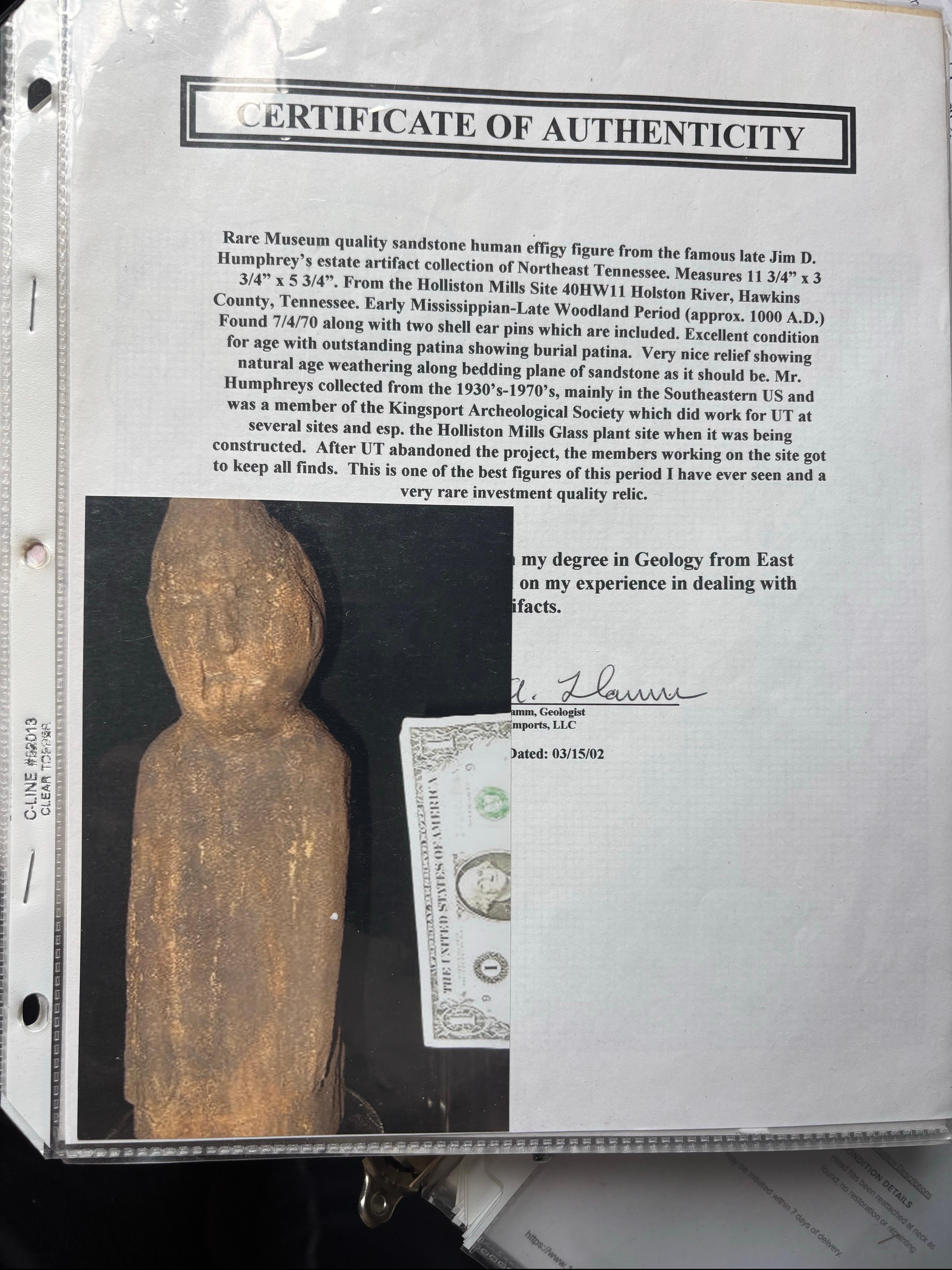 Sculpture américaine en pierre féminine « Empil humain », Tennessee, 1000 av. J.-C. en vente 4