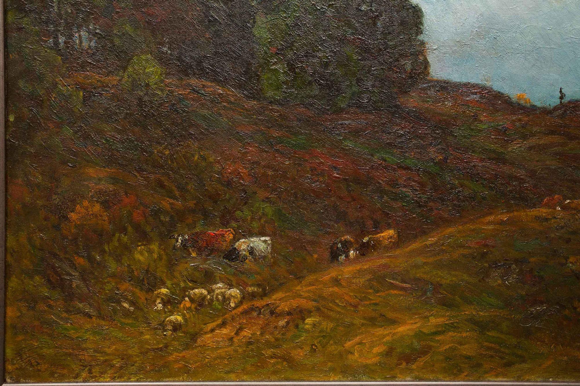 American Impressionism Painting of Sheep in Landscape by John Joseph Enneking 3