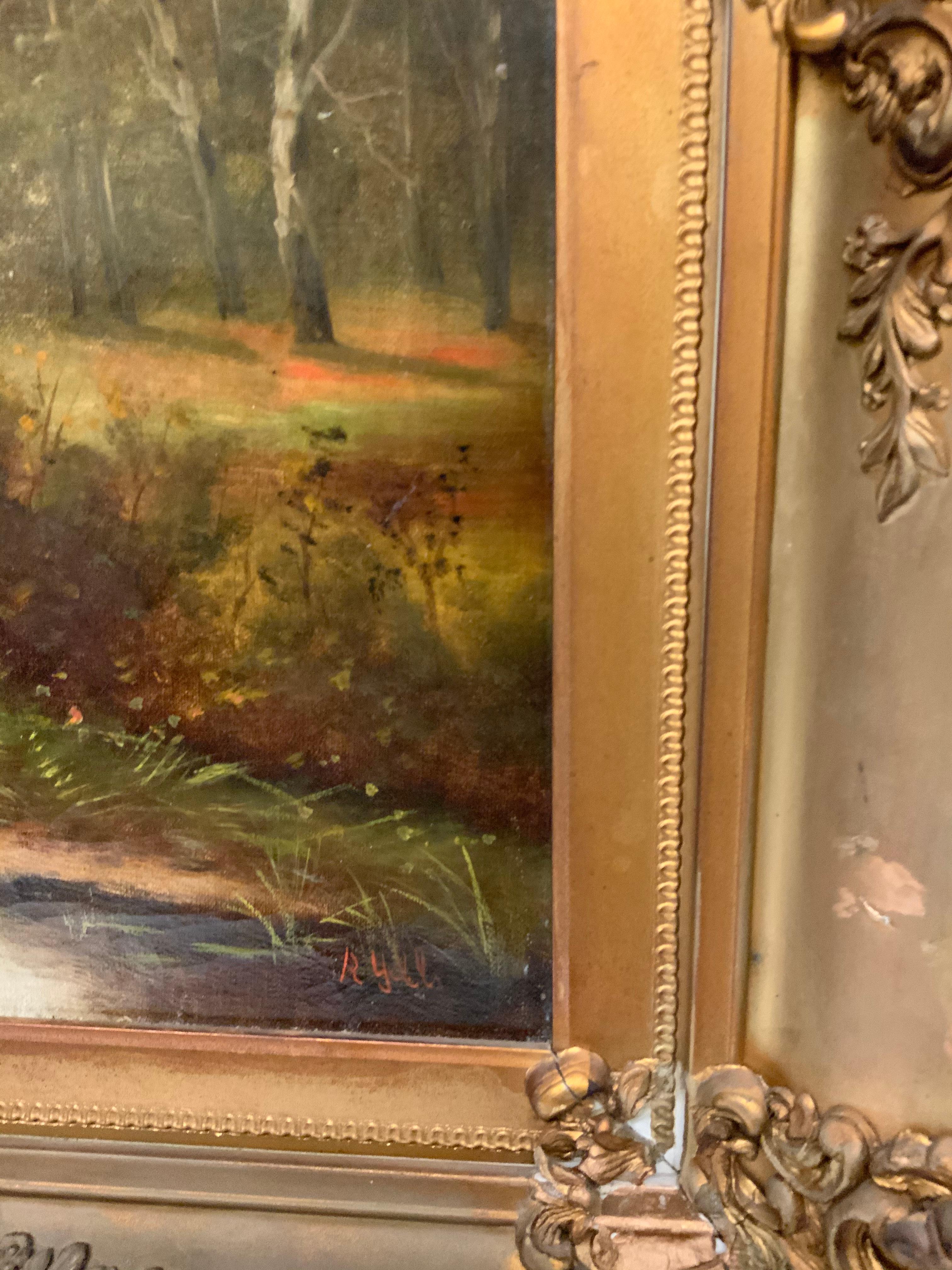 Romantique Peinture à l'huile impressionniste américaine de paysage champêtre en vente