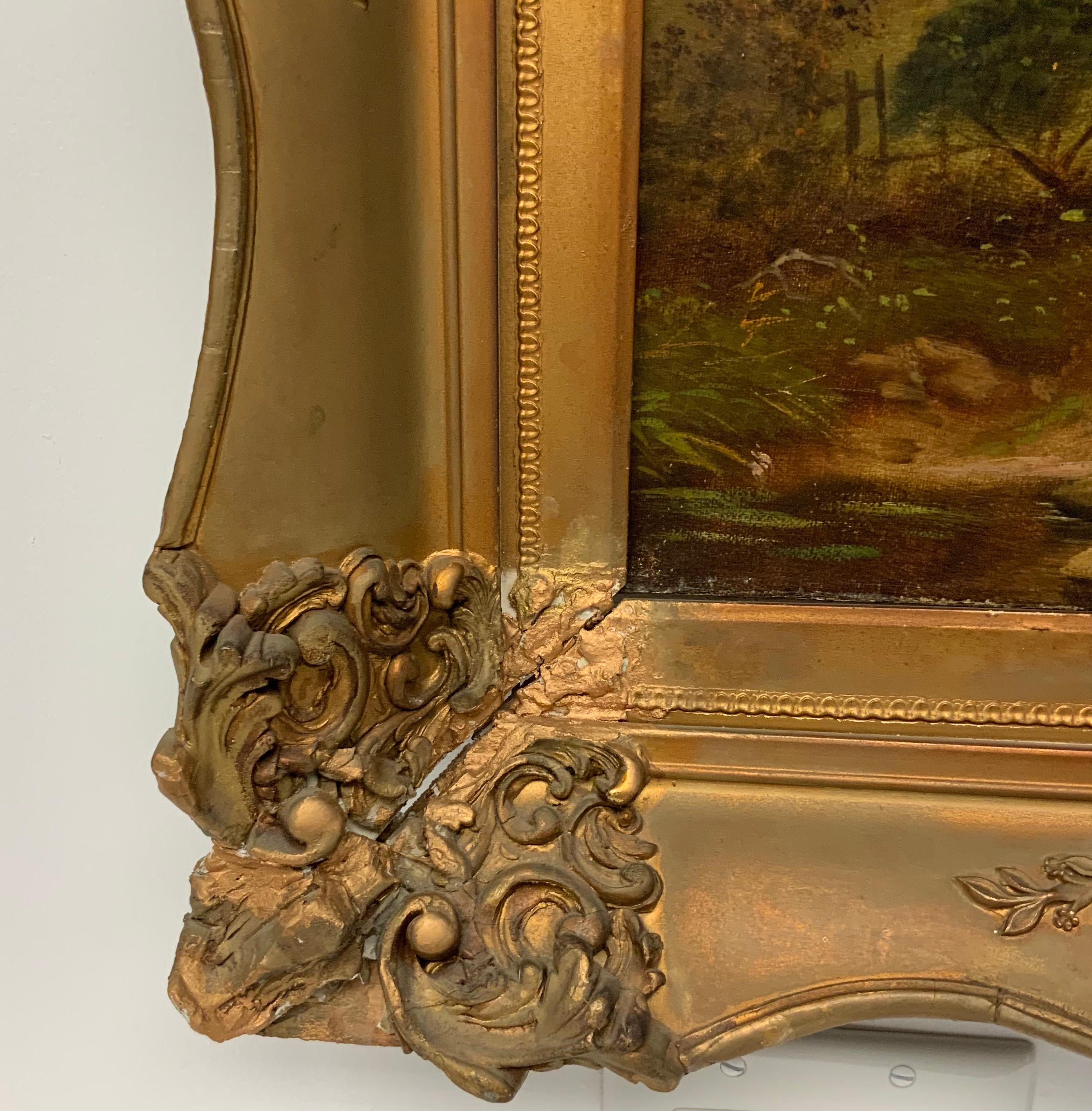 XIXe siècle Peinture à l'huile impressionniste américaine de paysage champêtre en vente