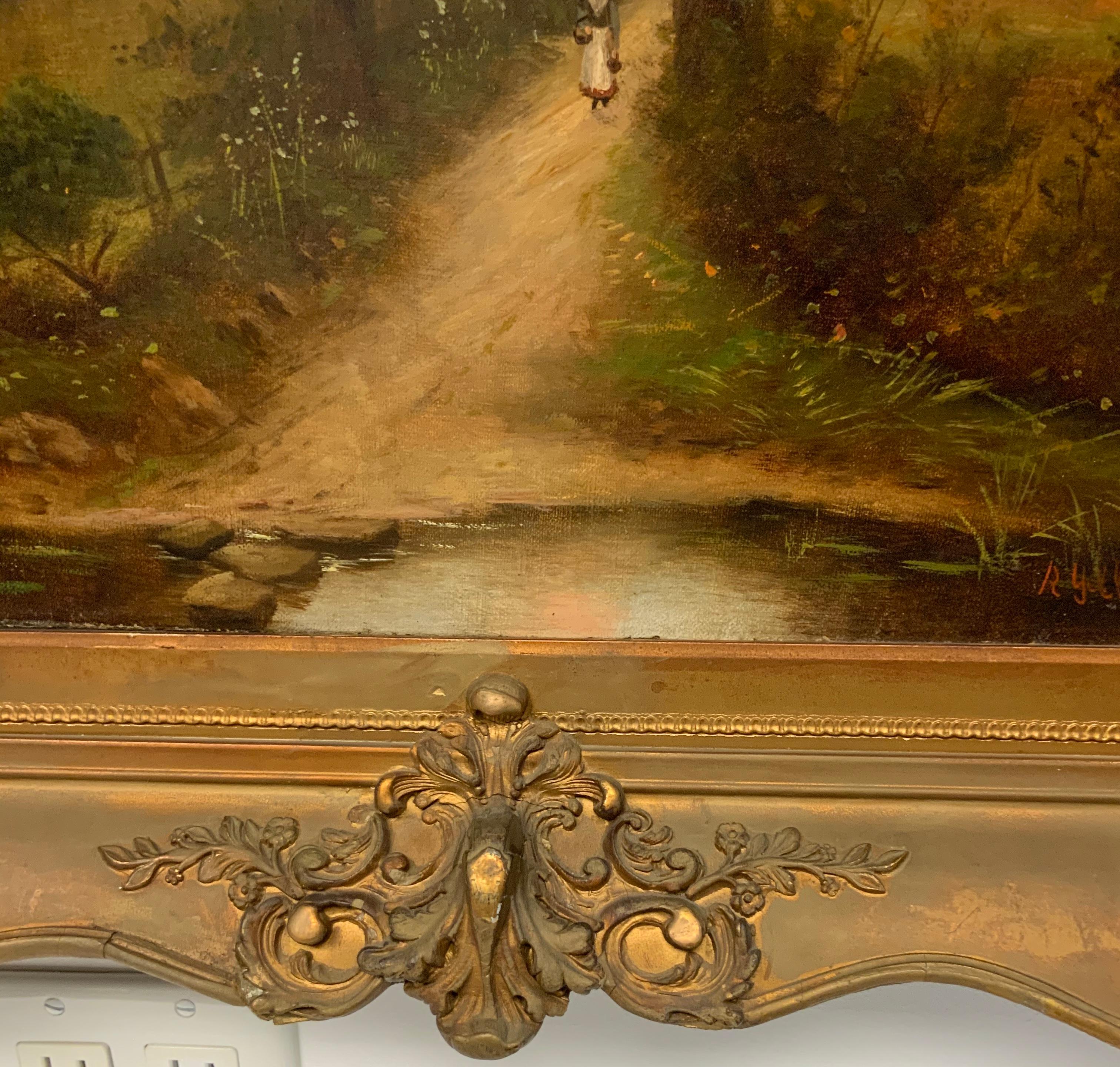 19th Century American Impressionist Countryside Oil Painting For Sale