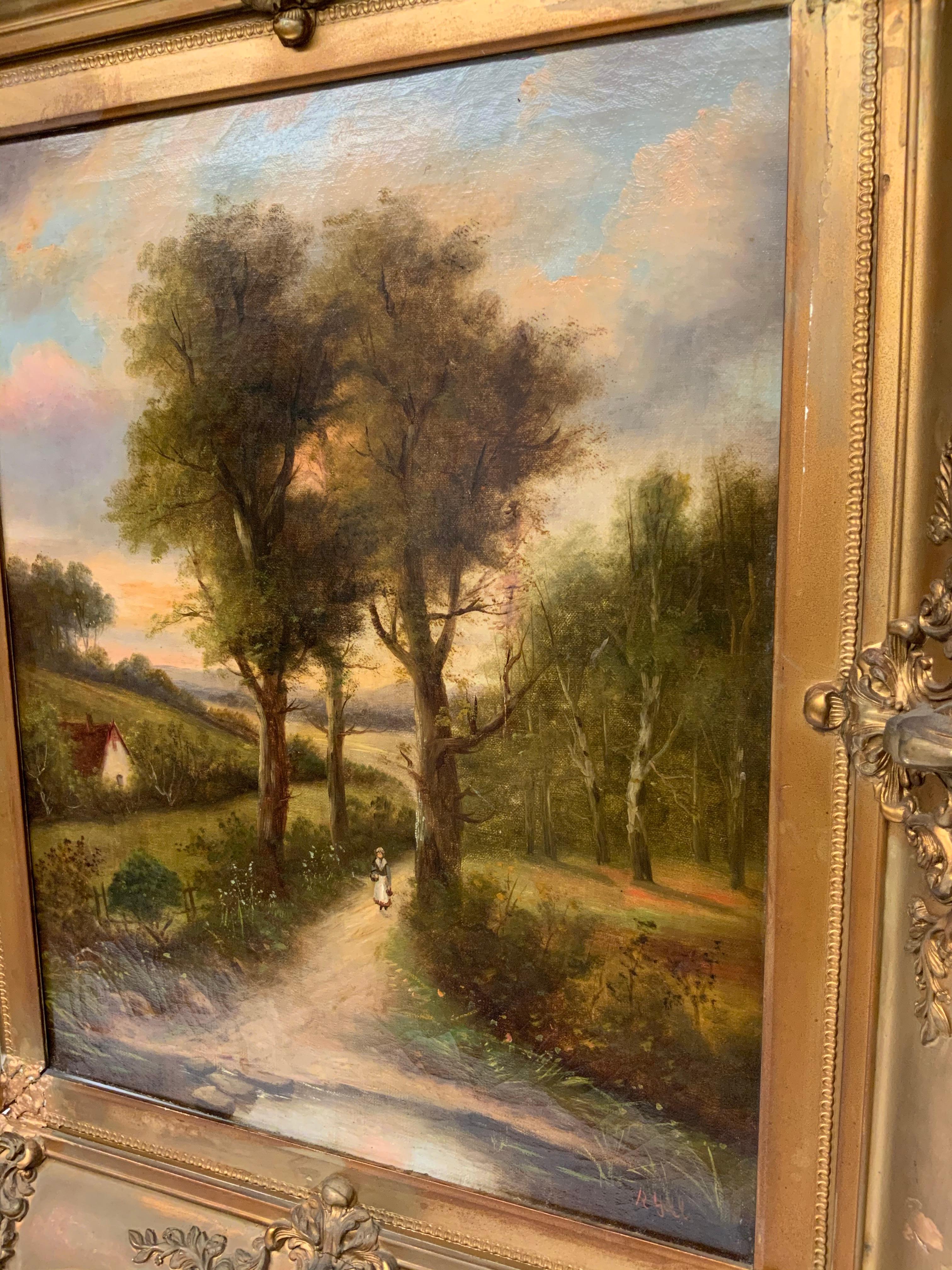 Peinture à l'huile impressionniste américaine de paysage champêtre en vente 1