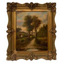 Antique American Impressionist Countryside Oil Painting