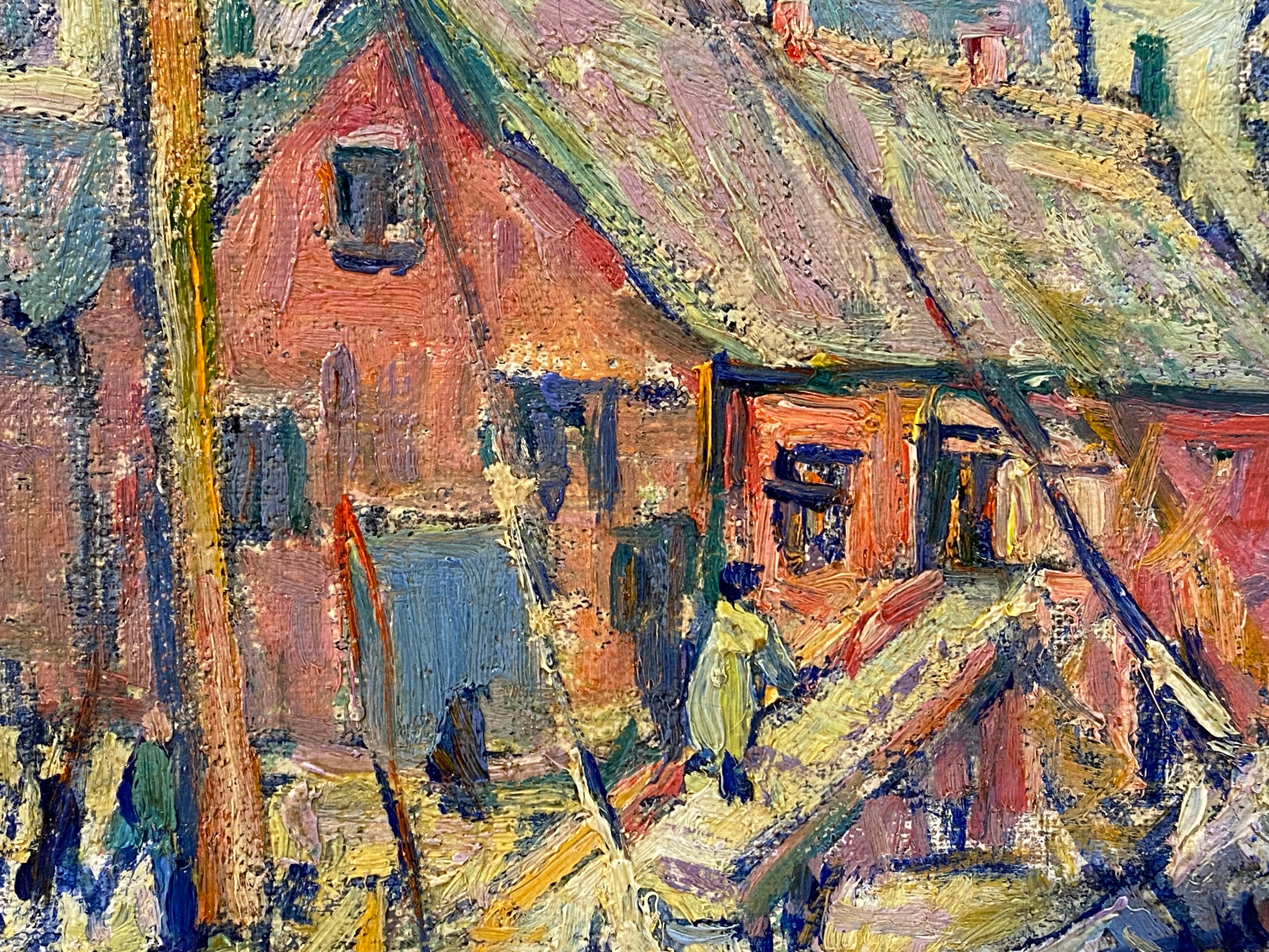 Impressionnisme américain  Kathryn E Bard Cherry Gloucester Wharf peinture à l'huile  en vente 2