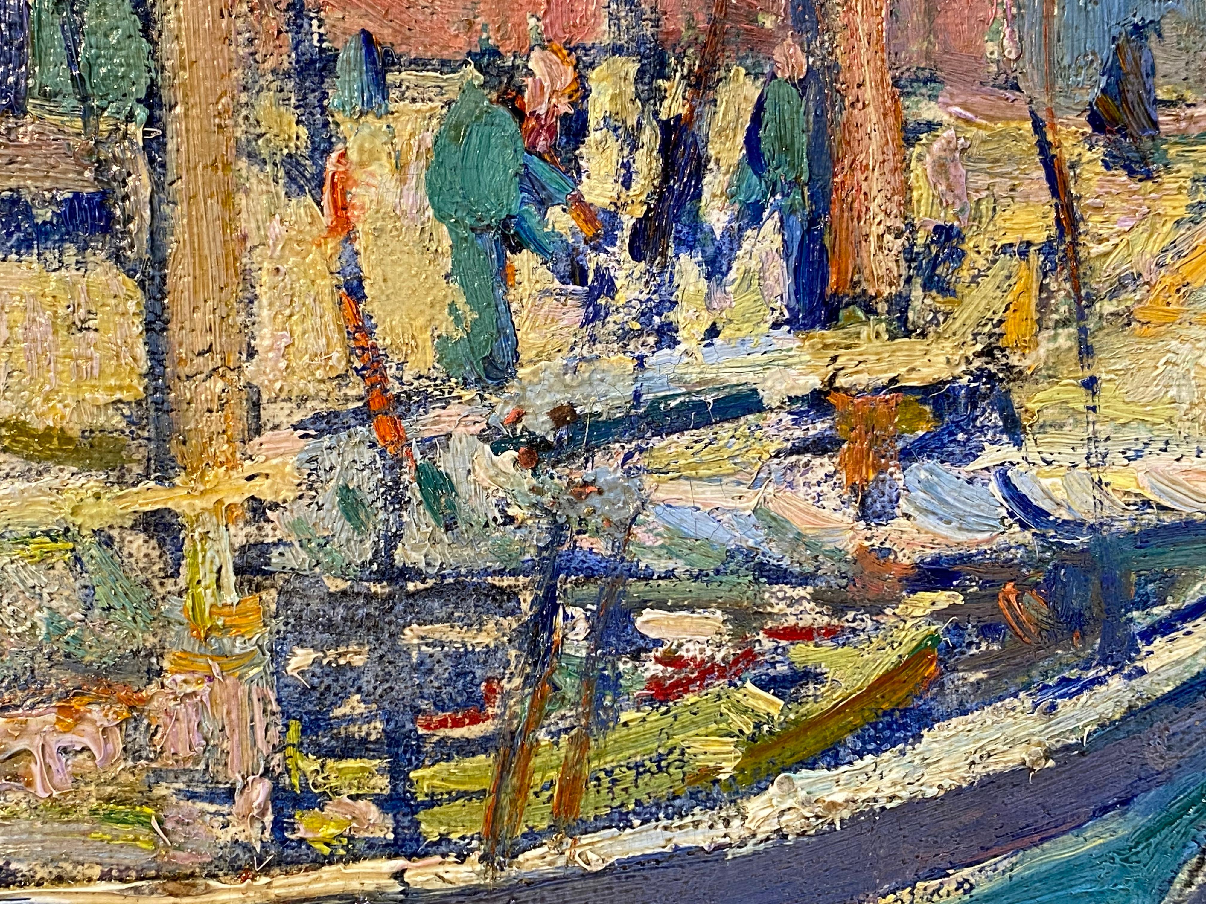 Amerikanischer Impressionismus  Kathryn E. Bard Kirschbaum Gloucester Wharf, Ölgemälde  im Angebot 3