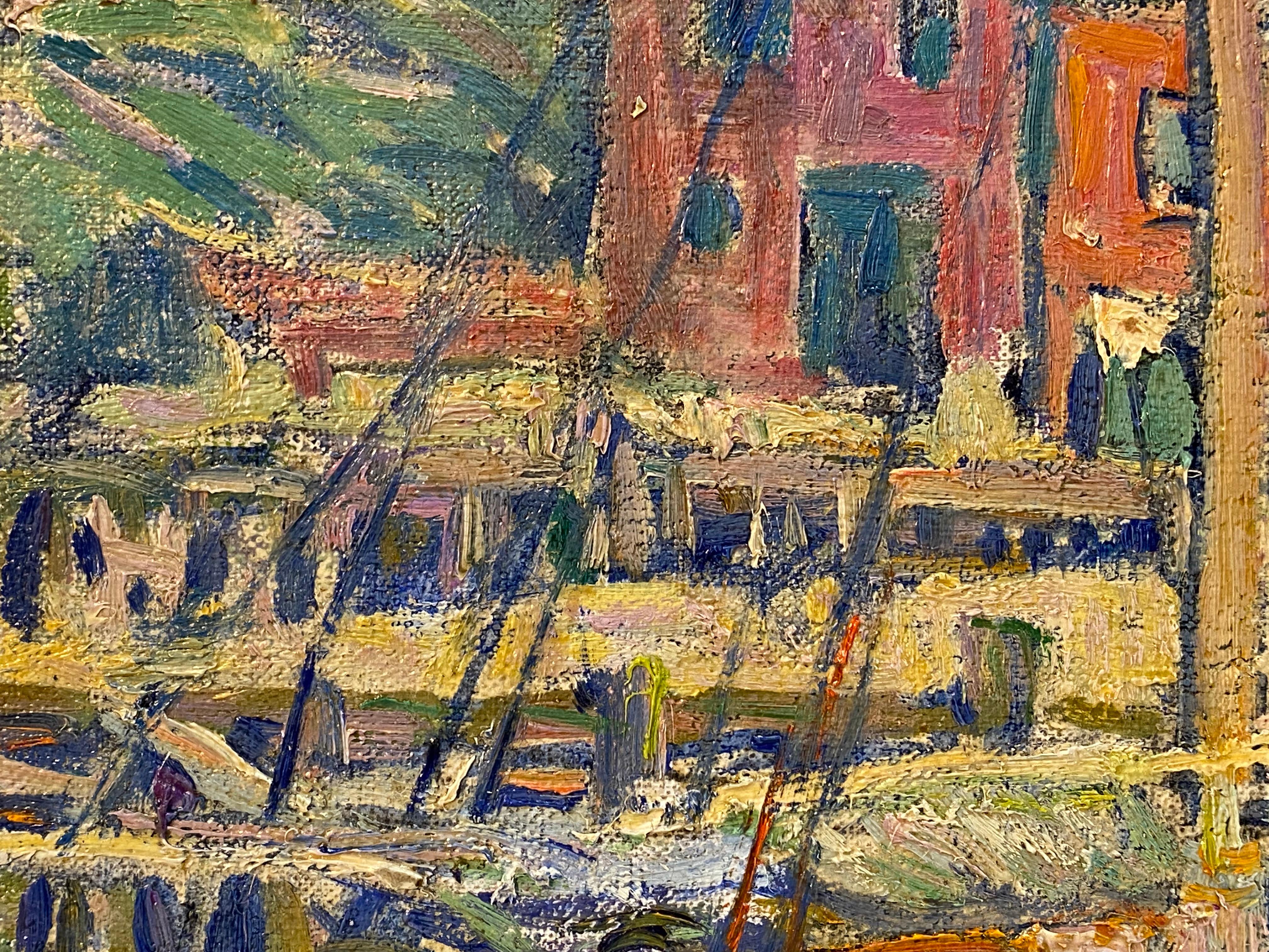 Amerikanischer Impressionismus  Kathryn E. Bard Kirschbaum Gloucester Wharf, Ölgemälde  im Angebot 1