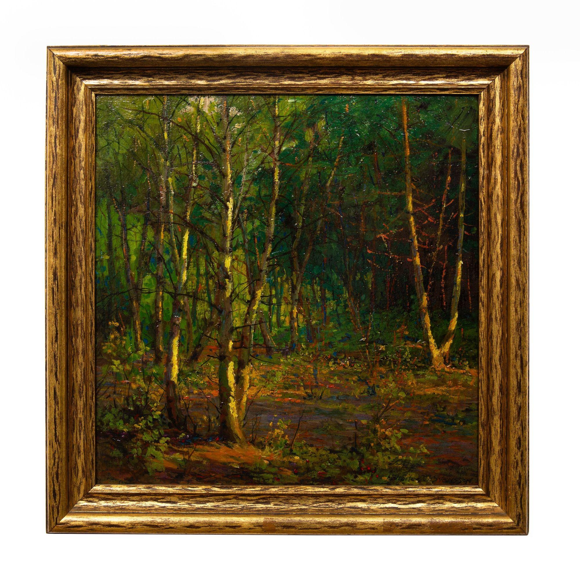 CHARLES W. SVENSSON
États-Unis, 1871-1927

Paysage en bois

Huile sur panneau d'artiste  signé en en bas à droite

16 5/8