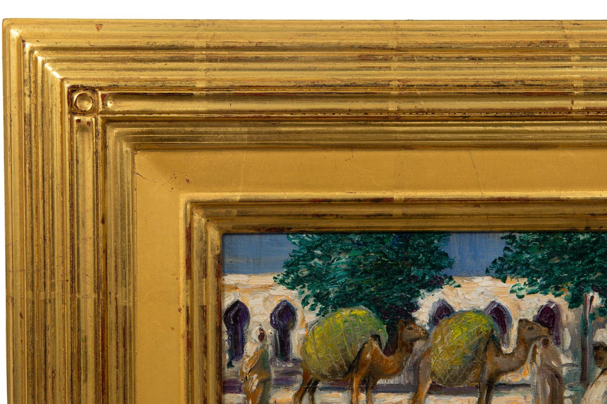 Peinture impressionniste américaine d'Albert Graves représentant un chameau à Souq al Jum'aa en vente 4