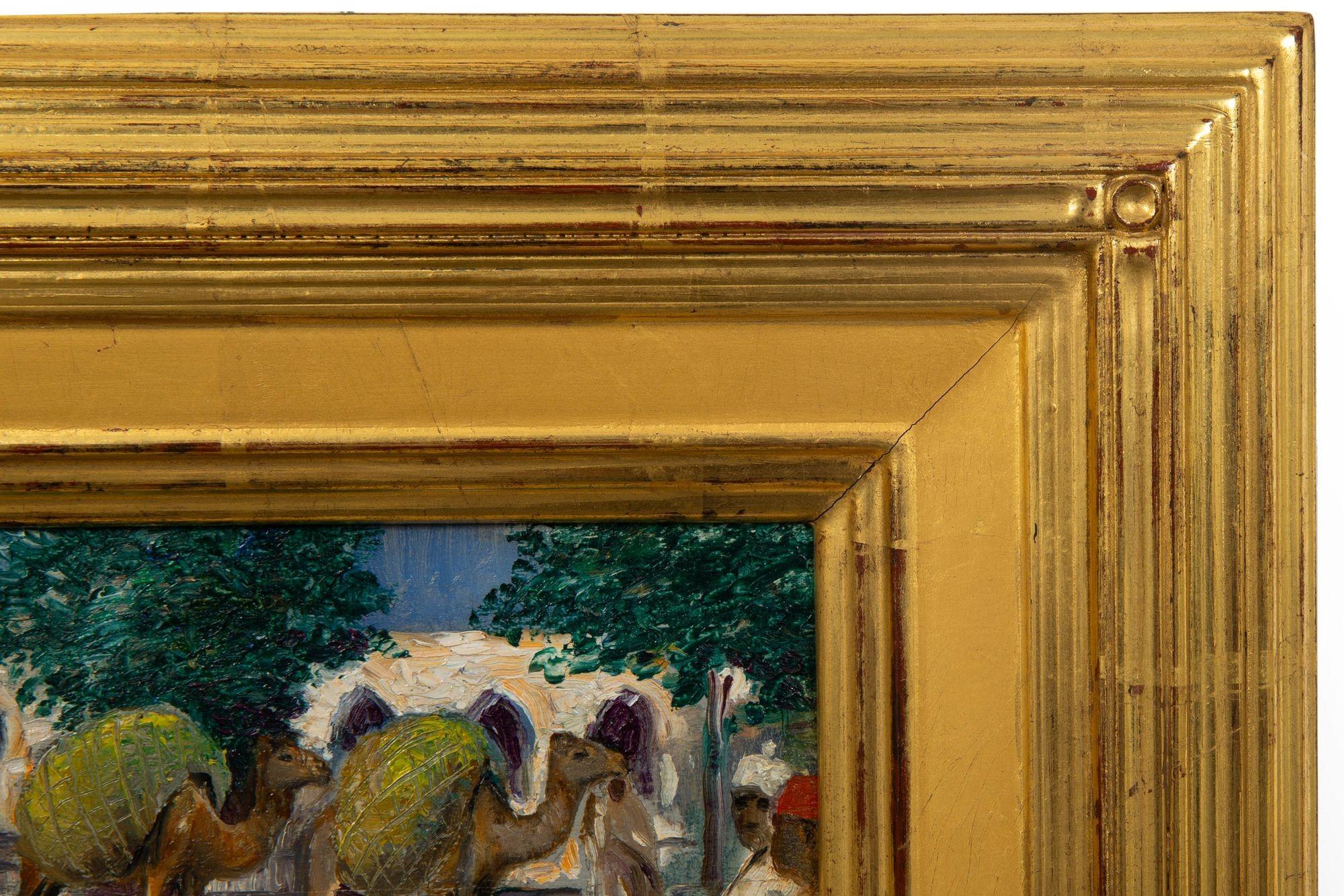 Peinture impressionniste américaine d'Albert Graves représentant un chameau à Souq al Jum'aa en vente 10