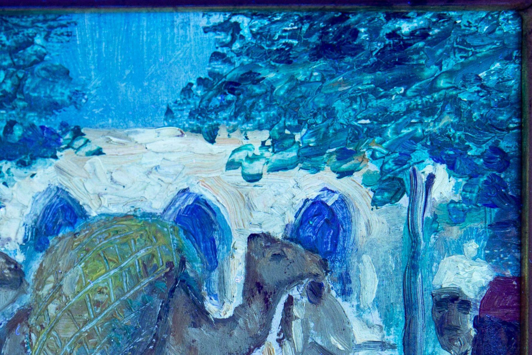 Peinture impressionniste américaine d'Albert Graves représentant un chameau à Souq al Jum'aa en vente 11