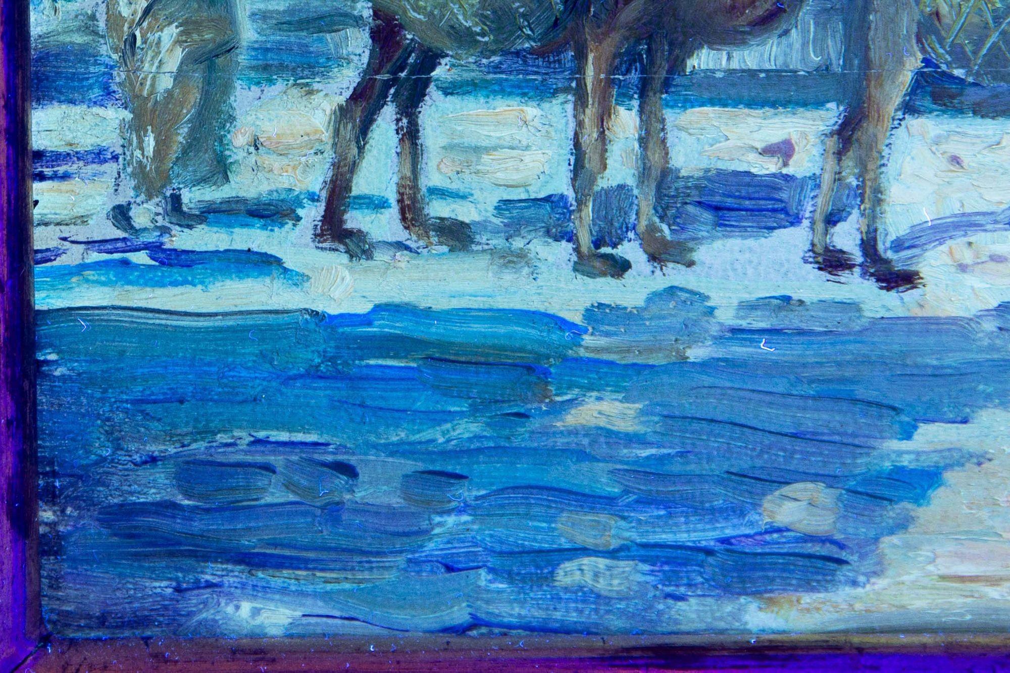 Peinture impressionniste américaine d'Albert Graves représentant un chameau à Souq al Jum'aa en vente 14