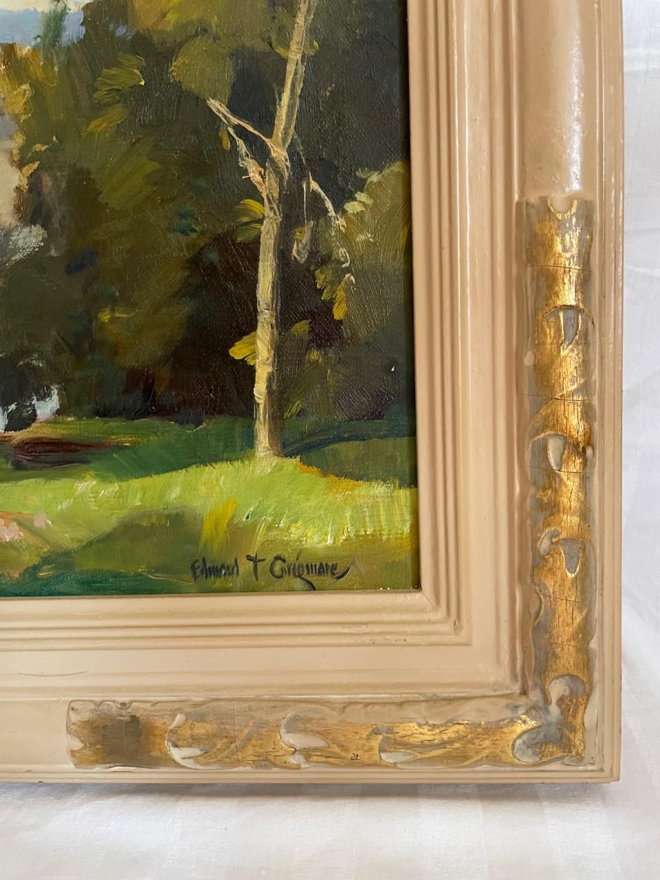 Hand-Painted American Impressionist Painting Signed E. T. Grigware, Newcomb Macklin Frame For Sale