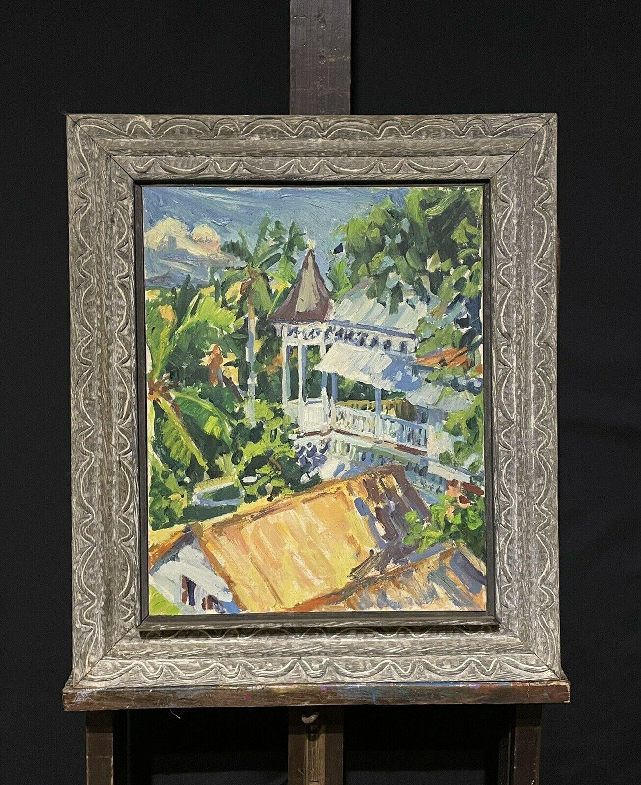 Artist/ School: American School, mid 20th century

Title: Garden Landscape view

Medium:  oil painting on canvas, wood framed 

framed: 27.25 x 23.25 inches
canvas:  20 x 16 inches

Provenance: private collection, UK

Condition: The painting is in