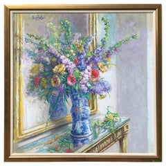 Pittura impressionista americana di natura morta firmata Dan Poole, circa 1970