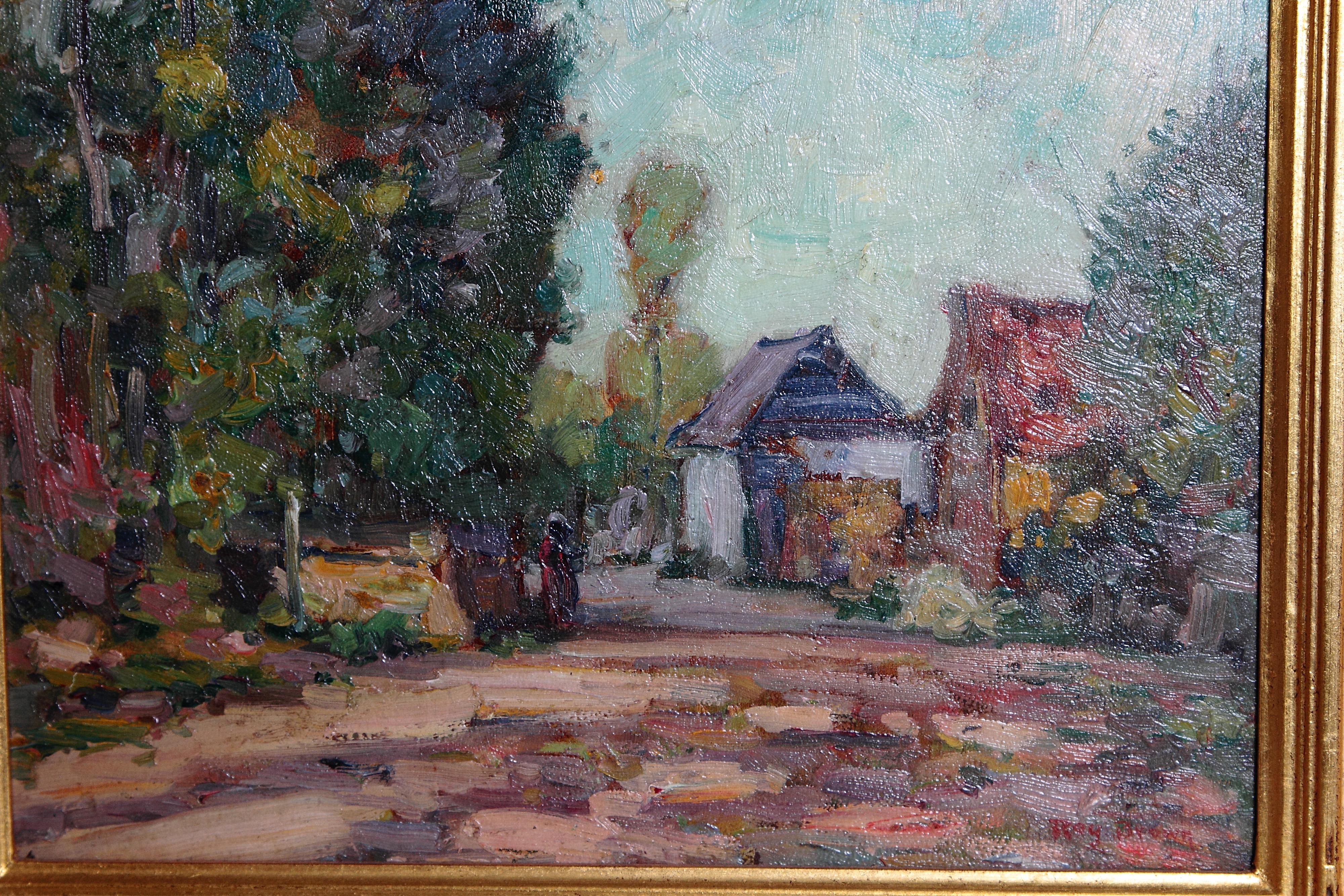 Hand-Painted American Impressionistic Oil on Board by Roy Brown