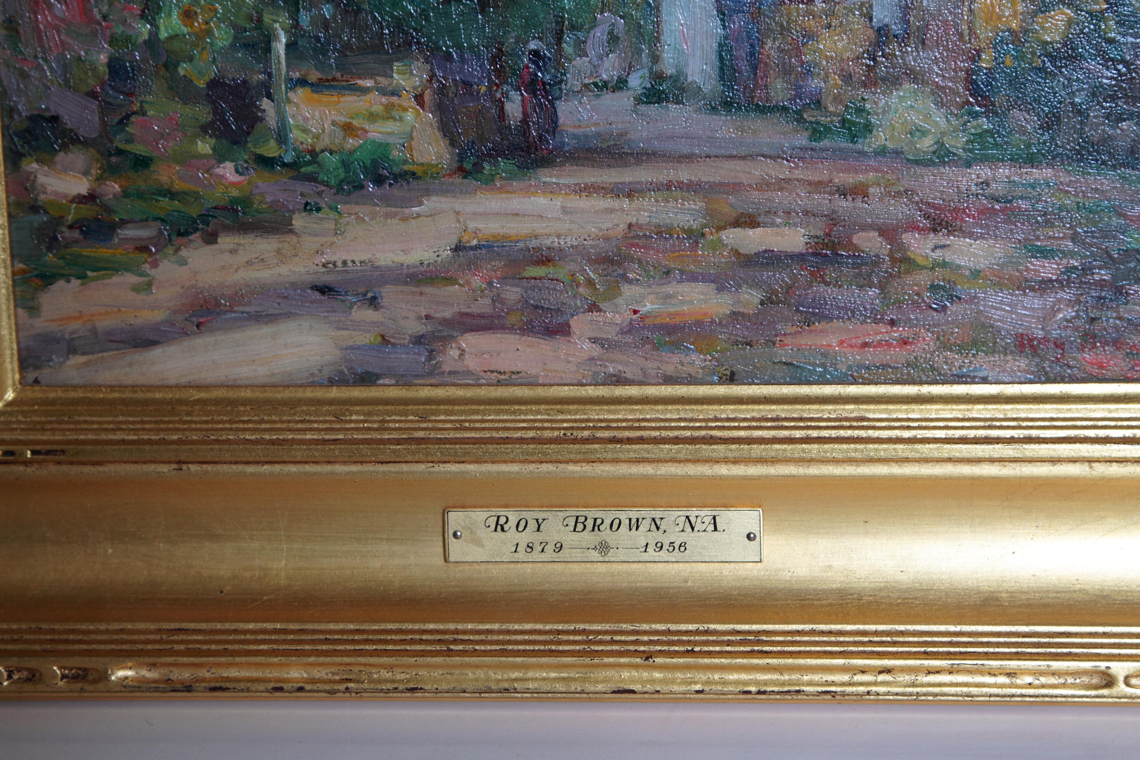 American Impressionistic Oil on Board by Roy Brown In Good Condition In Dallas, TX