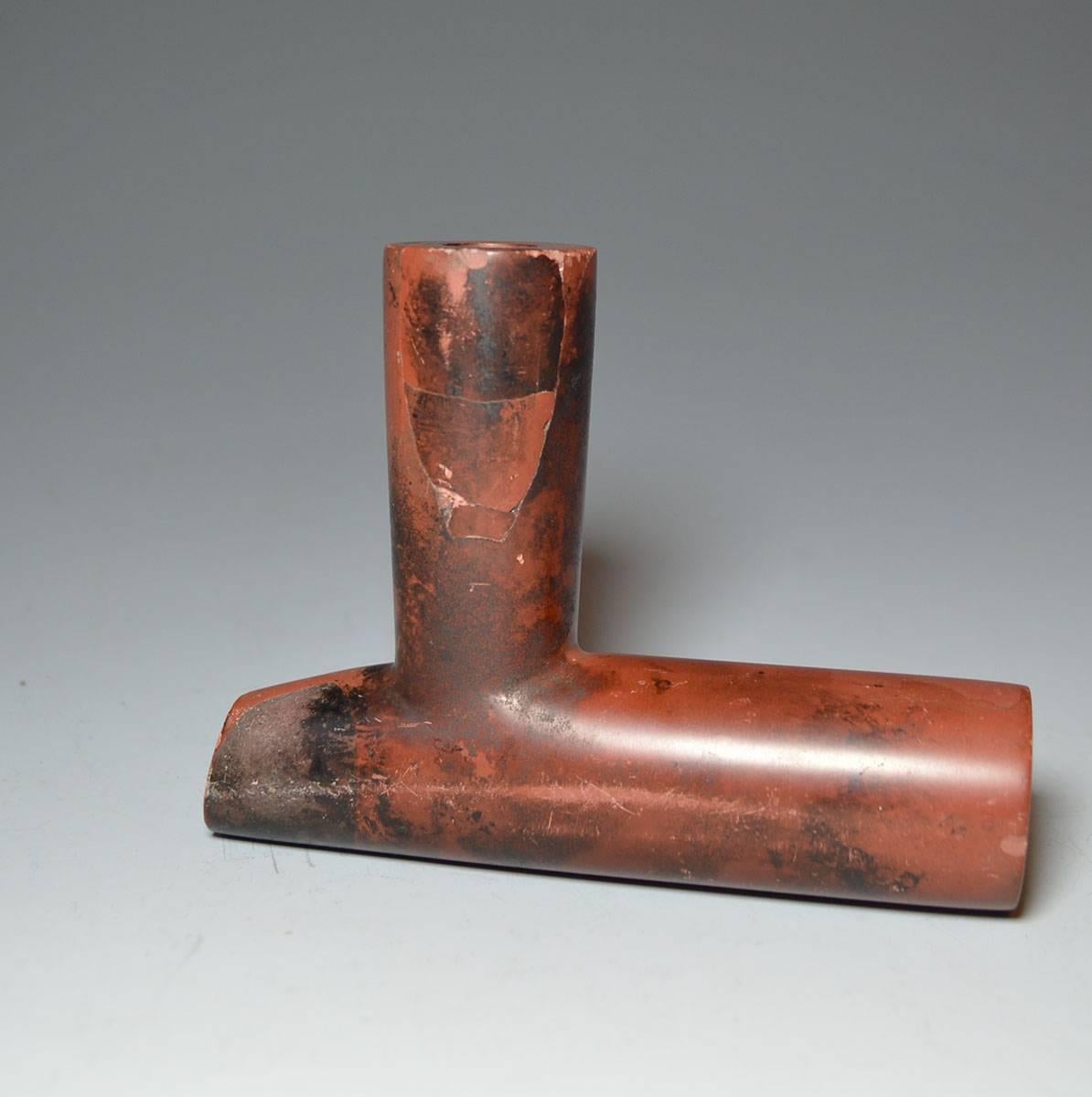 Native American Indian Caitlinite pipe 

circa late 19th century.

 Condition: Chip repair to one side.

Ex UK collection.