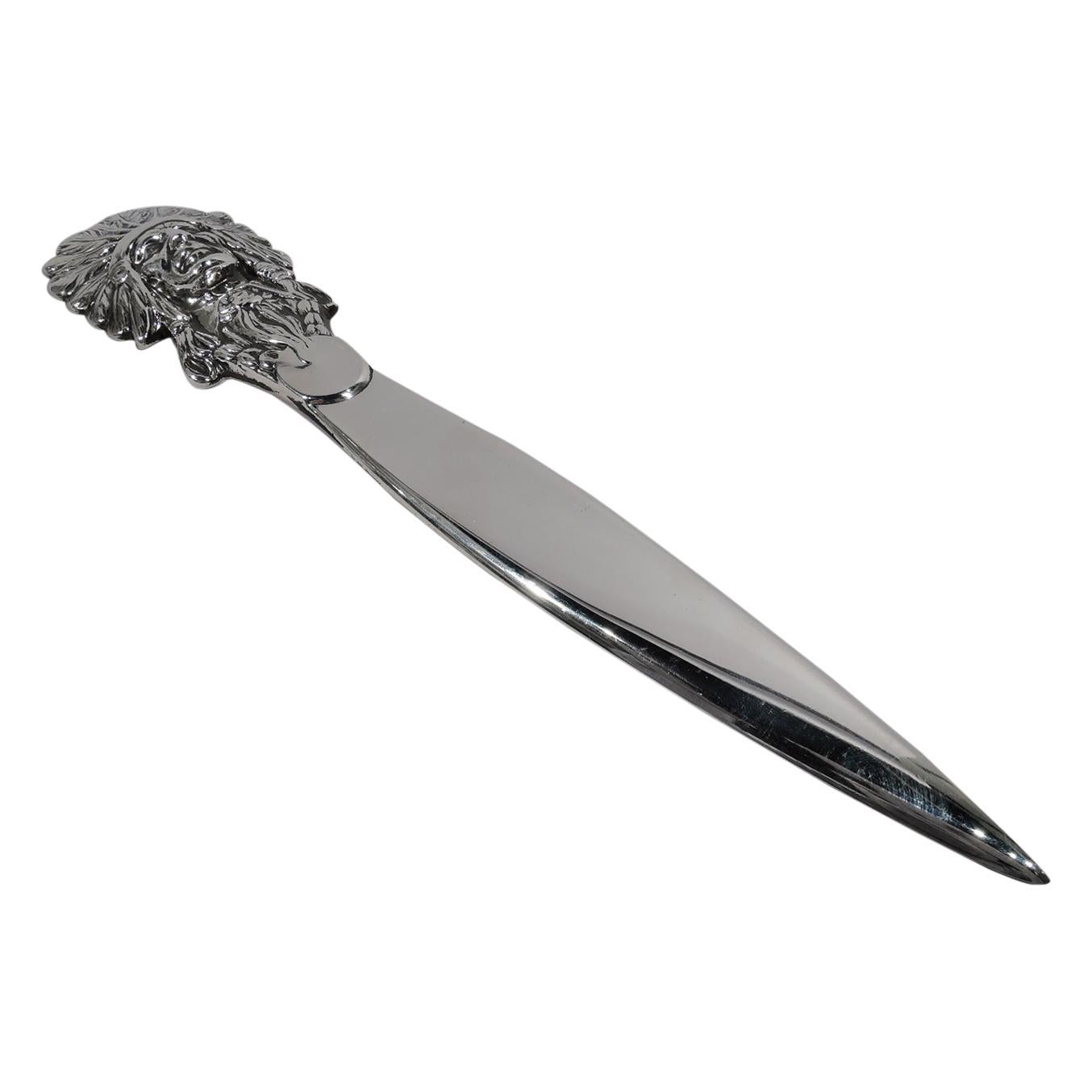 American Indian Chief Sterling Silver Letter Opener by Kerr