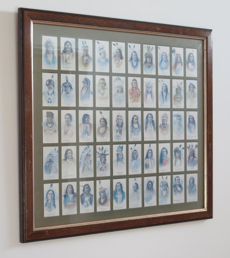American Indian Chiefs Set 50 Framed Cigarette Cards by Allen and Ginter  Reprints at 1stDibs