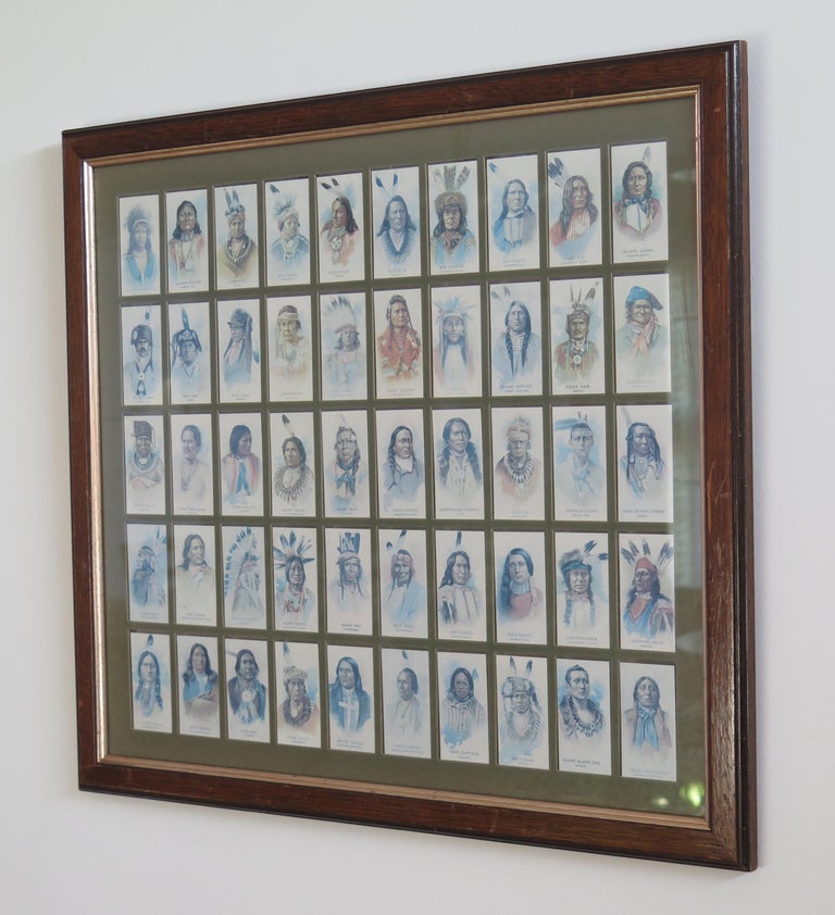 cigarette cards framed American Indian Chiefs Set 50 Framed Cigarette Cards by Allen and Ginter  Reprints at 1stDibs