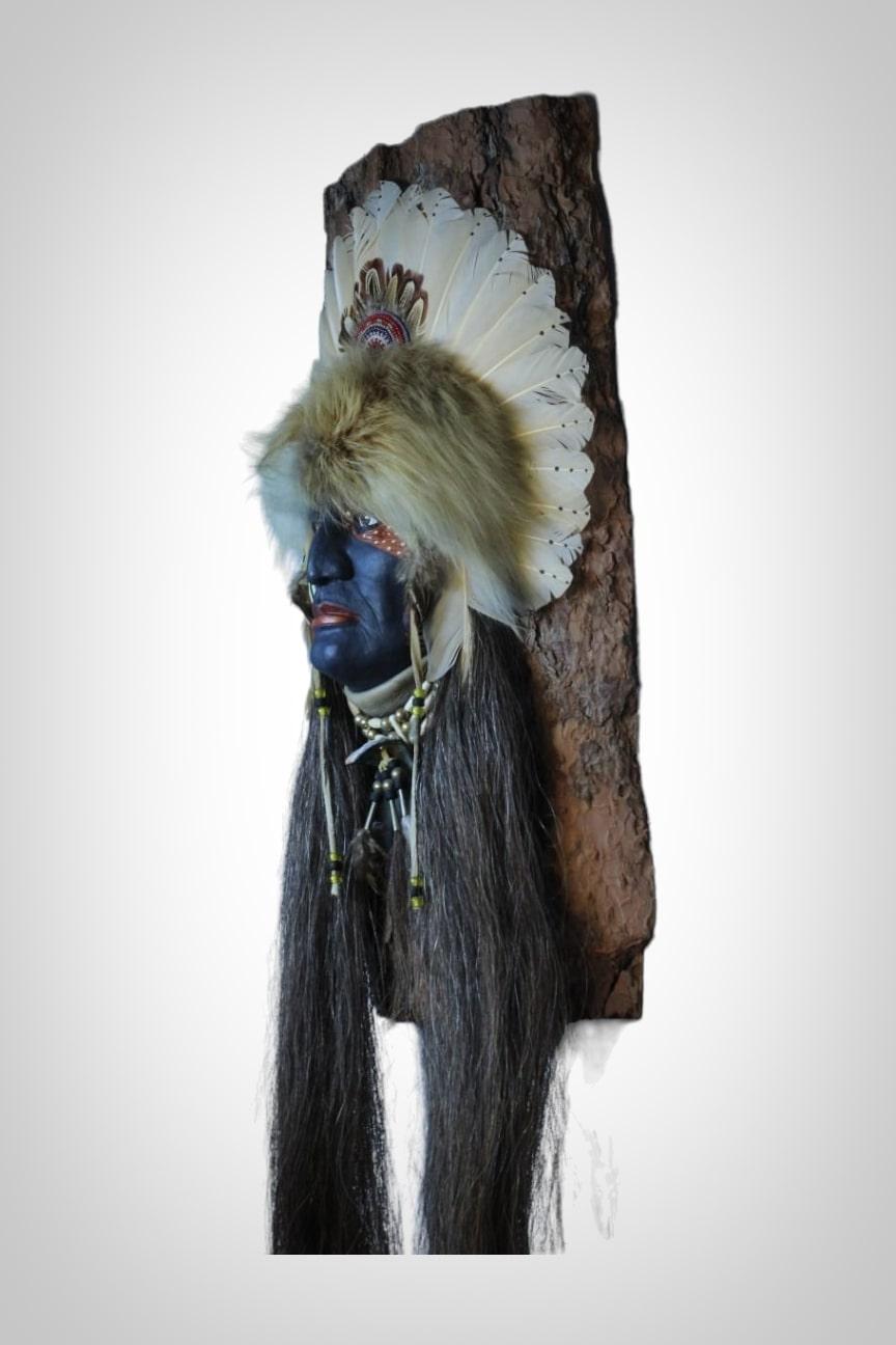 Fruitwood American Indian Head 20th Century For Sale