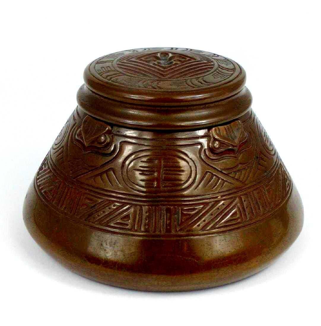 Native American patterns make this bronze inkwell in Tiffany Studios' popular 