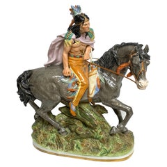 American Indian on Horseback, by Scheibe Alsbach / Volkstedt Porcelain