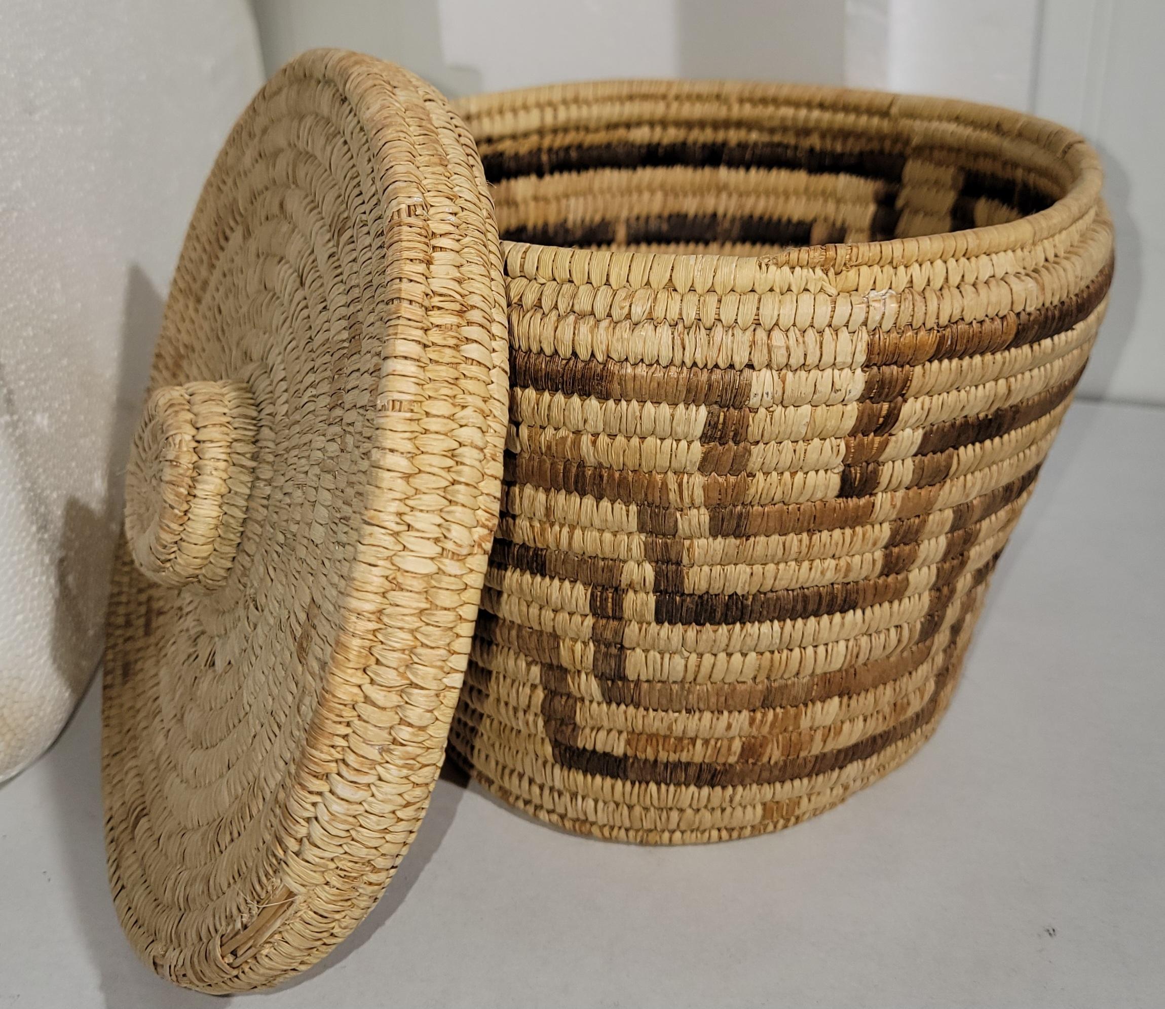 Adirondack Amérindien Papago Panier à couvercle en vente