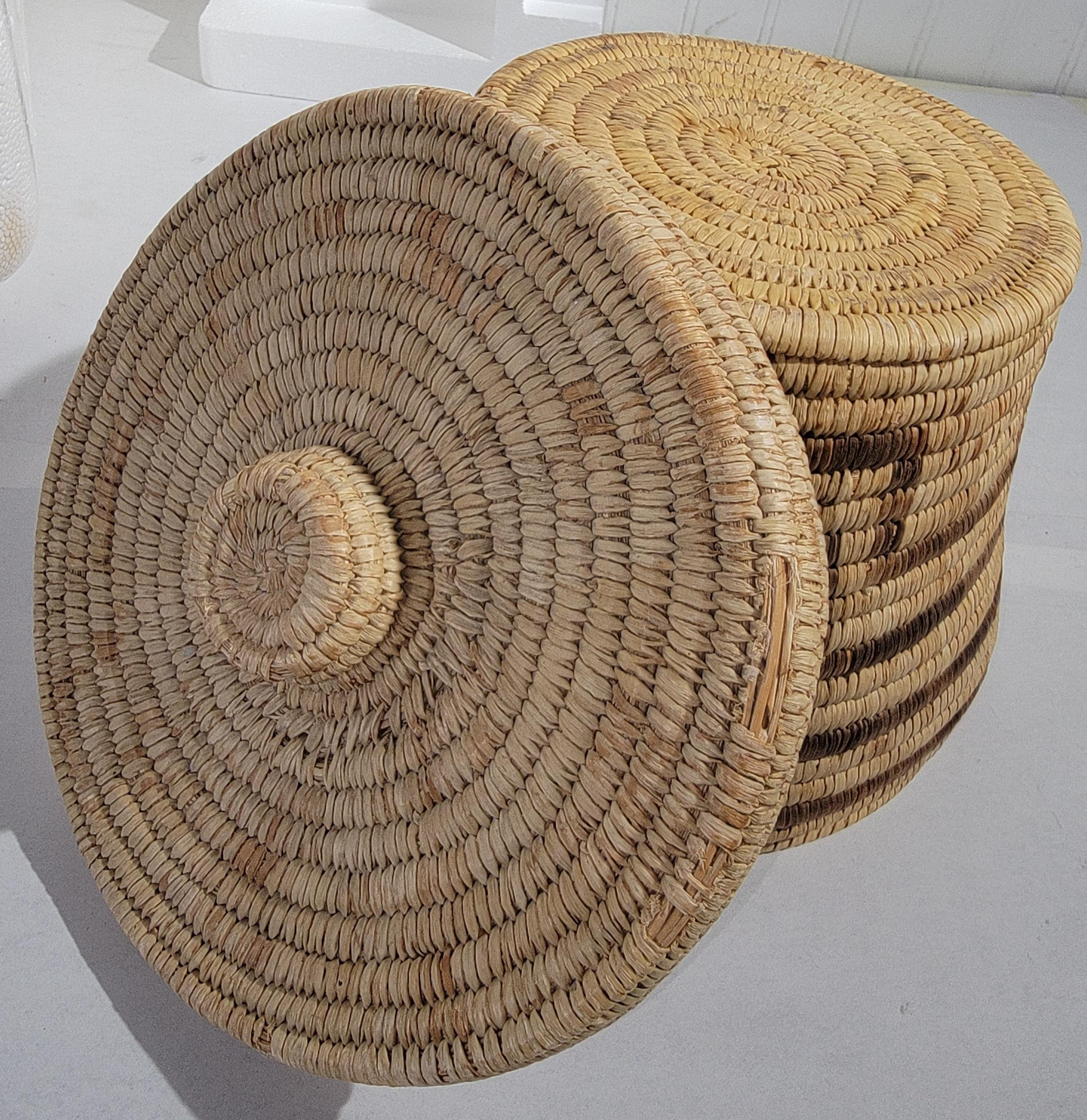 Amérindien Papago Panier à couvercle Bon état - En vente à Los Angeles, CA