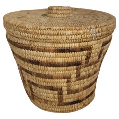 American Indian Papago Lidded Basket