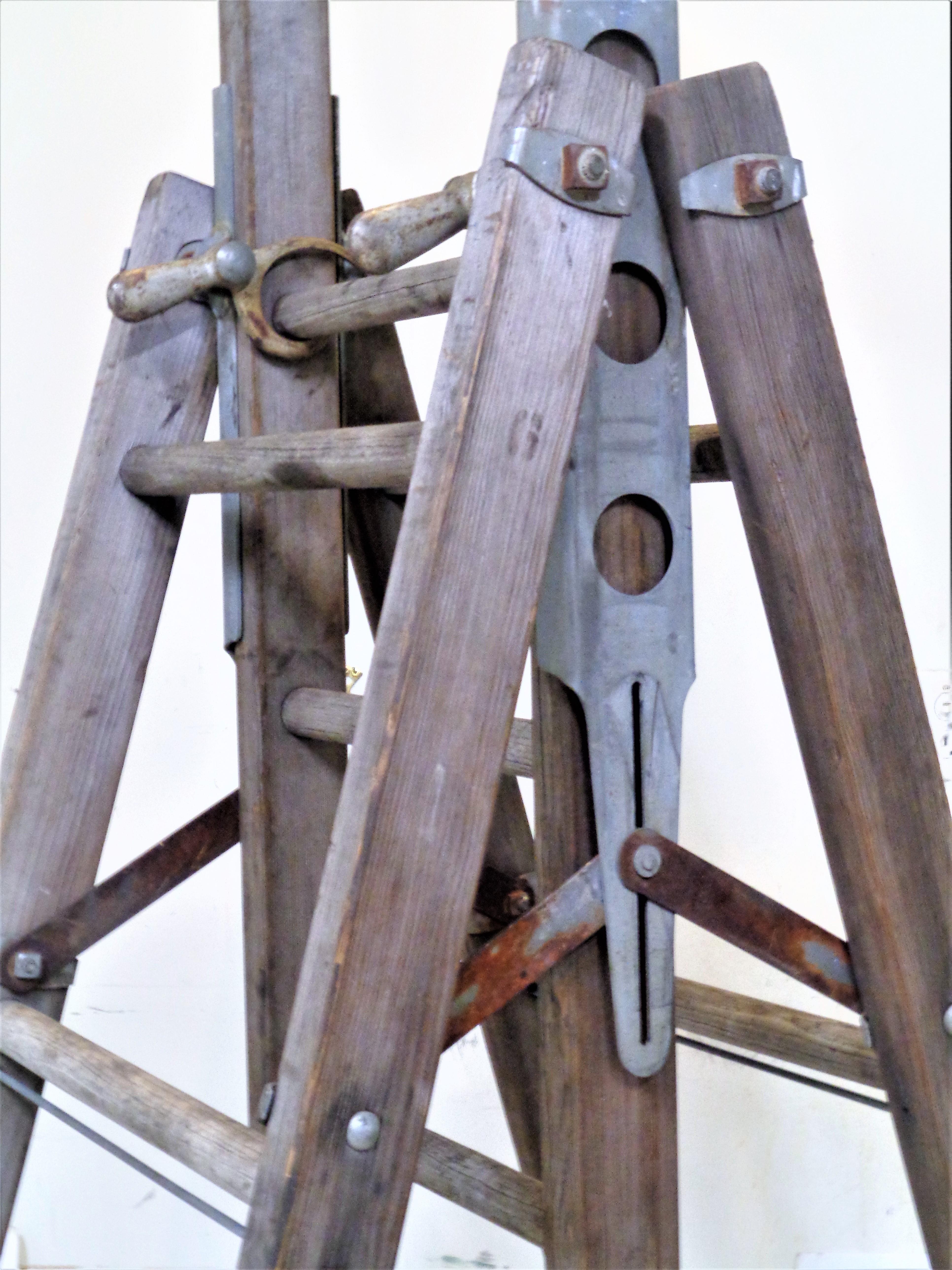American Industrial A-Frame Extension Ladder In Good Condition In Rochester, NY