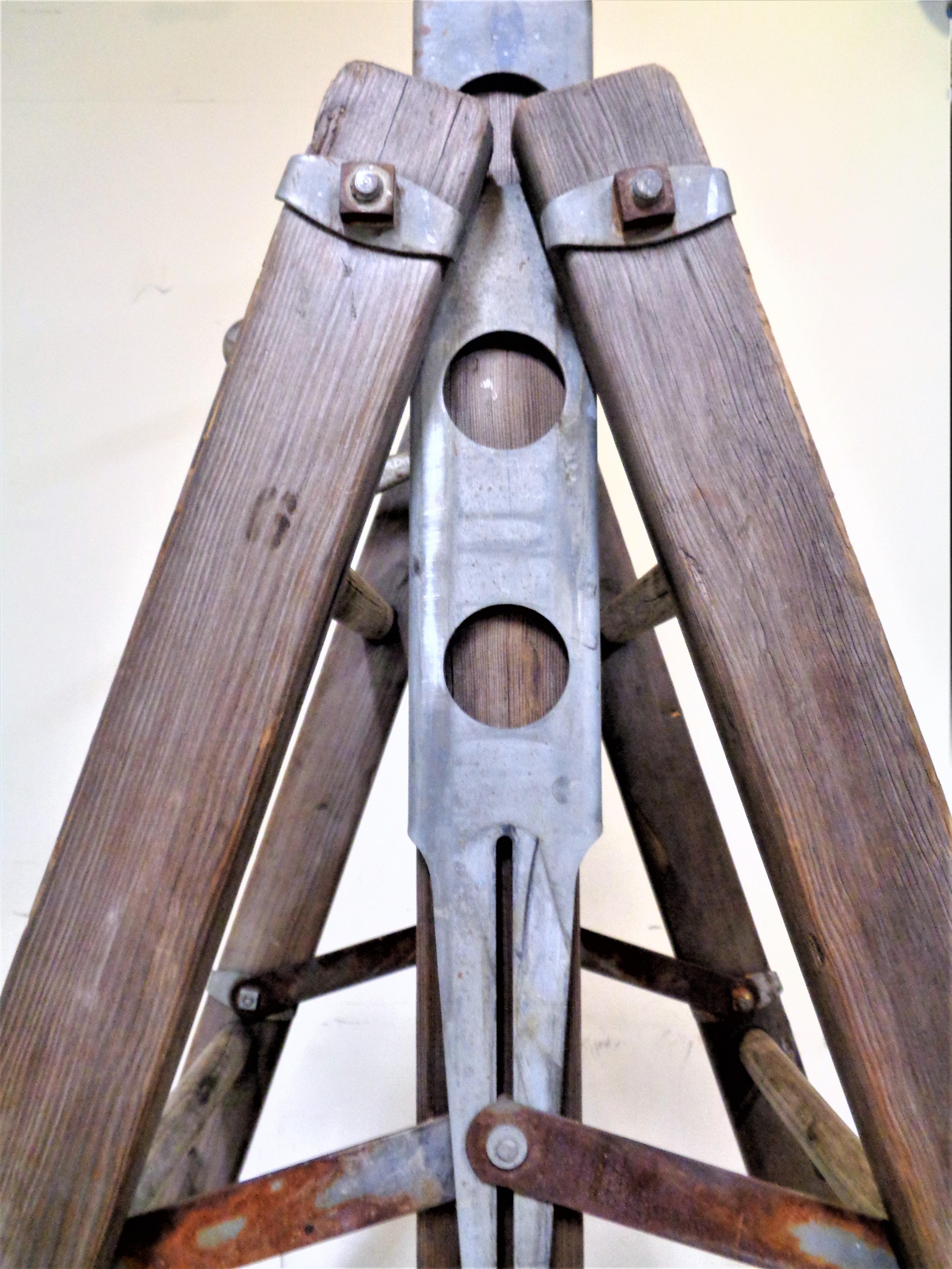 20th Century American Industrial A-Frame Extension Ladder